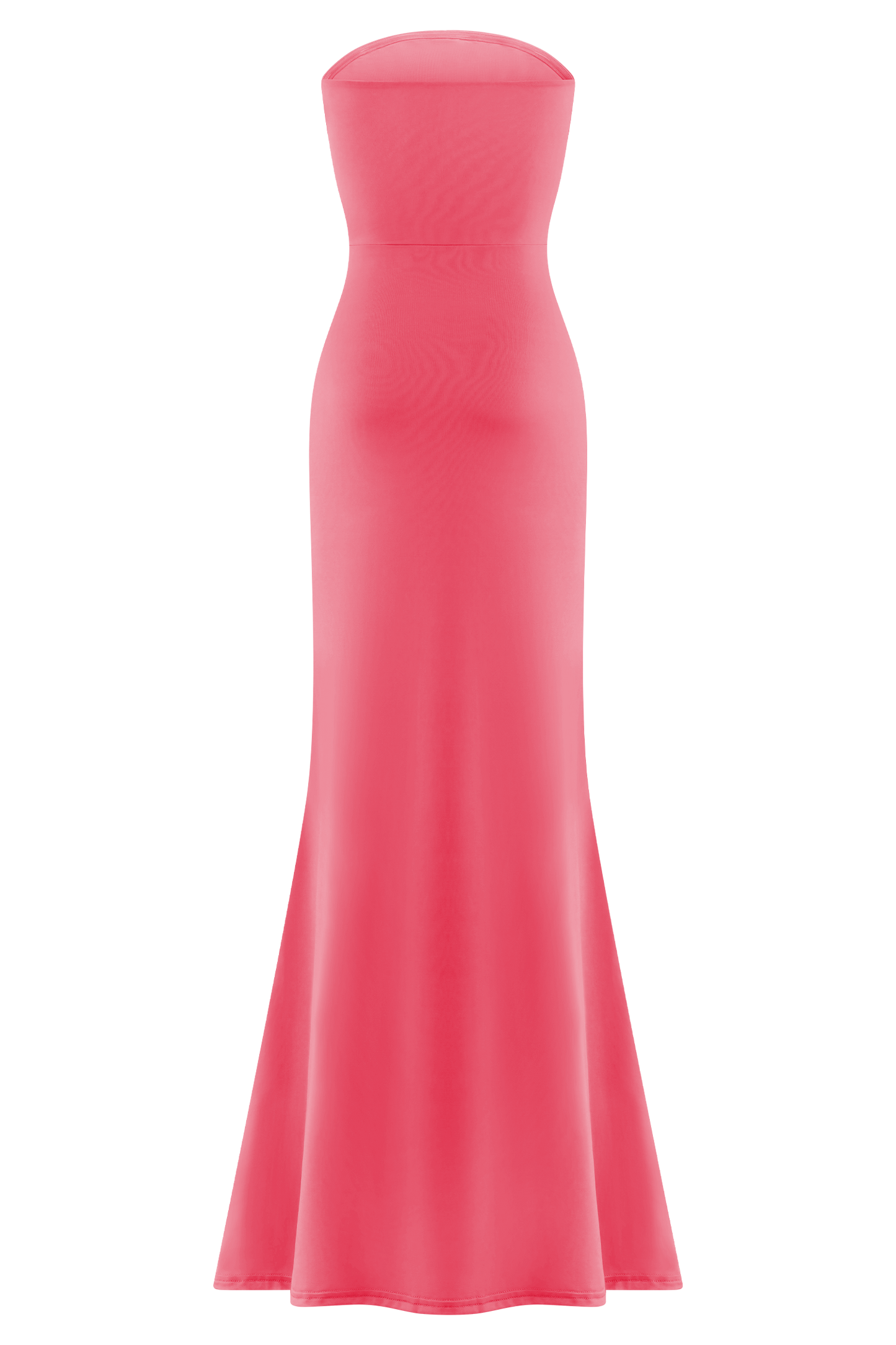 Madison Strapless Slinky Maxi Dress - Coral