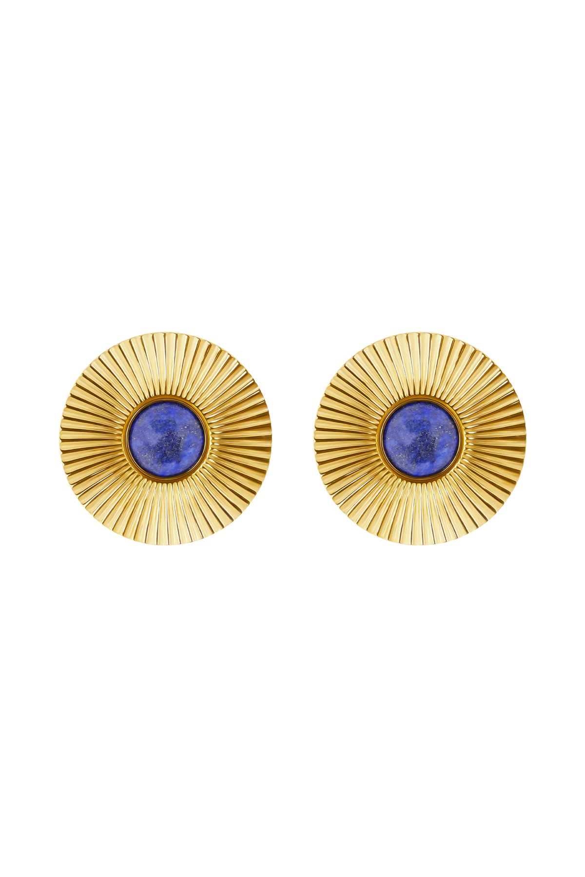 Maisie Round Gemstone Earrings - Gold