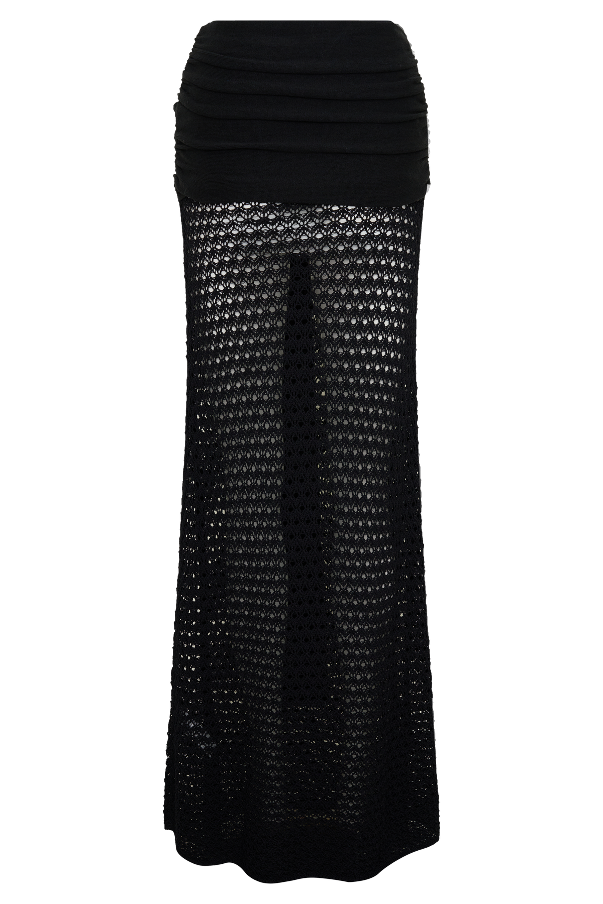 Mania Crochet Maxi Skirt With Hardware - Black