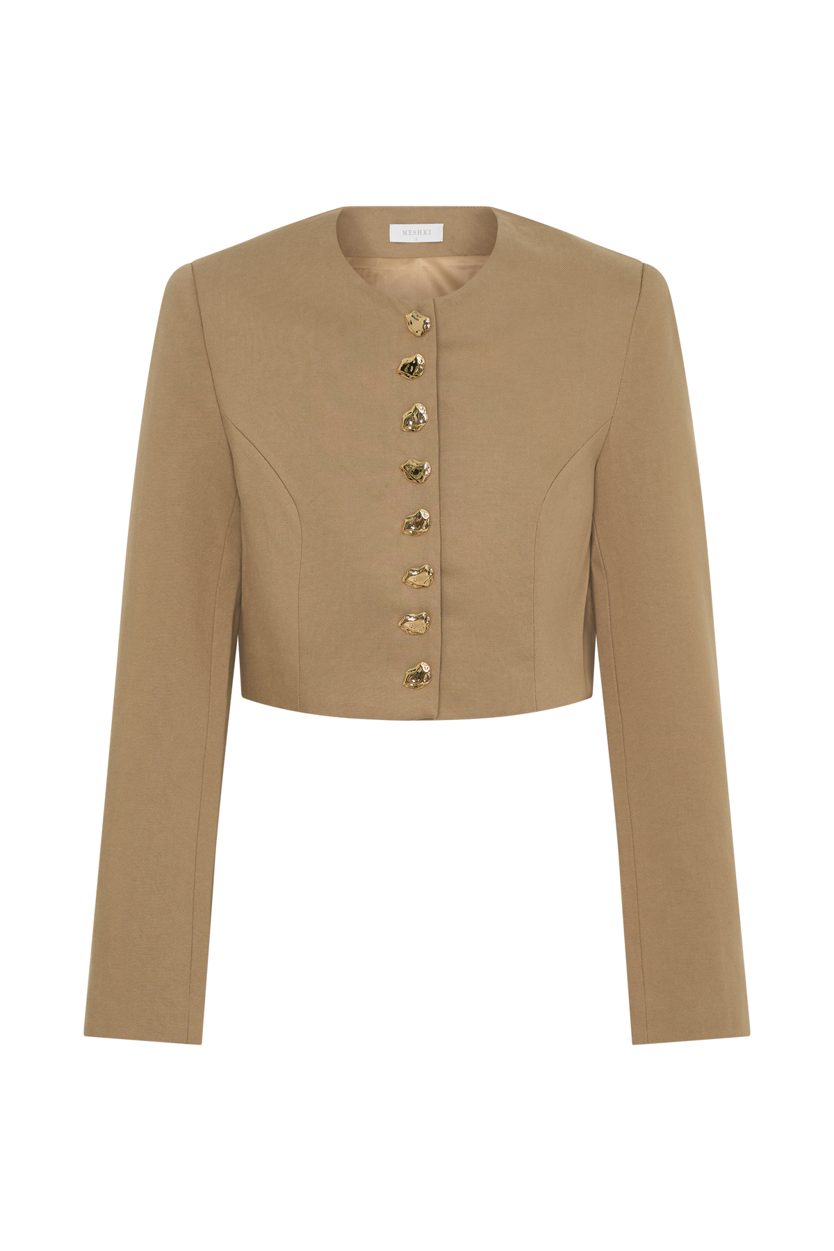 Marielle Button Up Cropped Jacket - Taupe