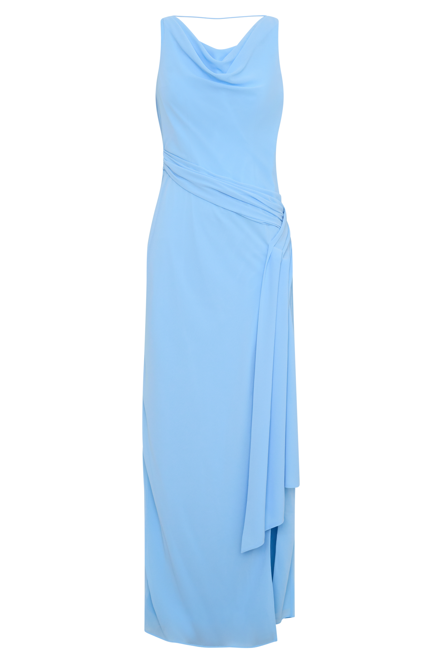 Marjorie Draped Back Chiffon Maxi Dress - Sky Blue