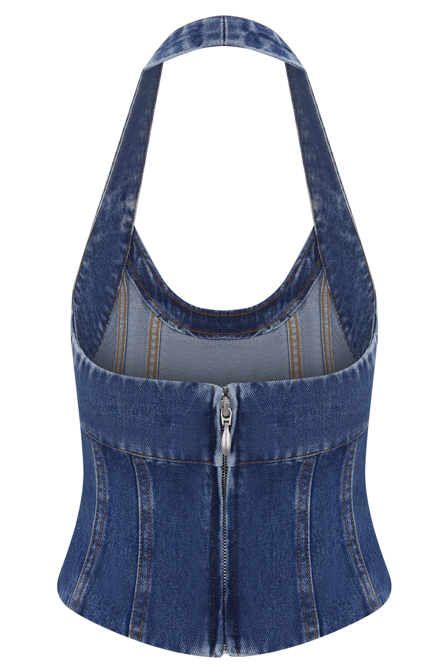 Meadow Denim Corset Halter Top - Dark Blue