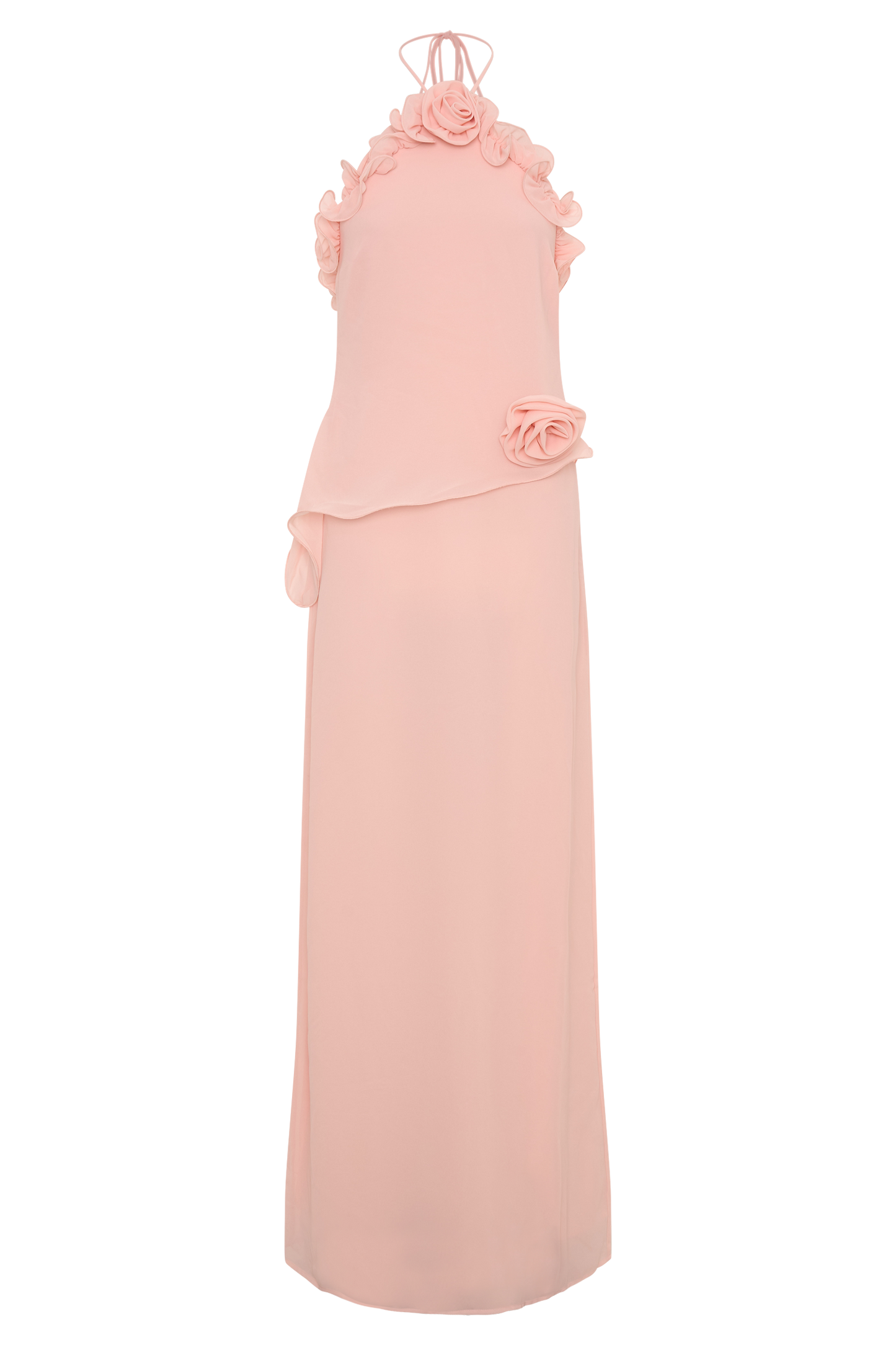 Melissa Chiffon Flower Maxi Dress - Baby Pink