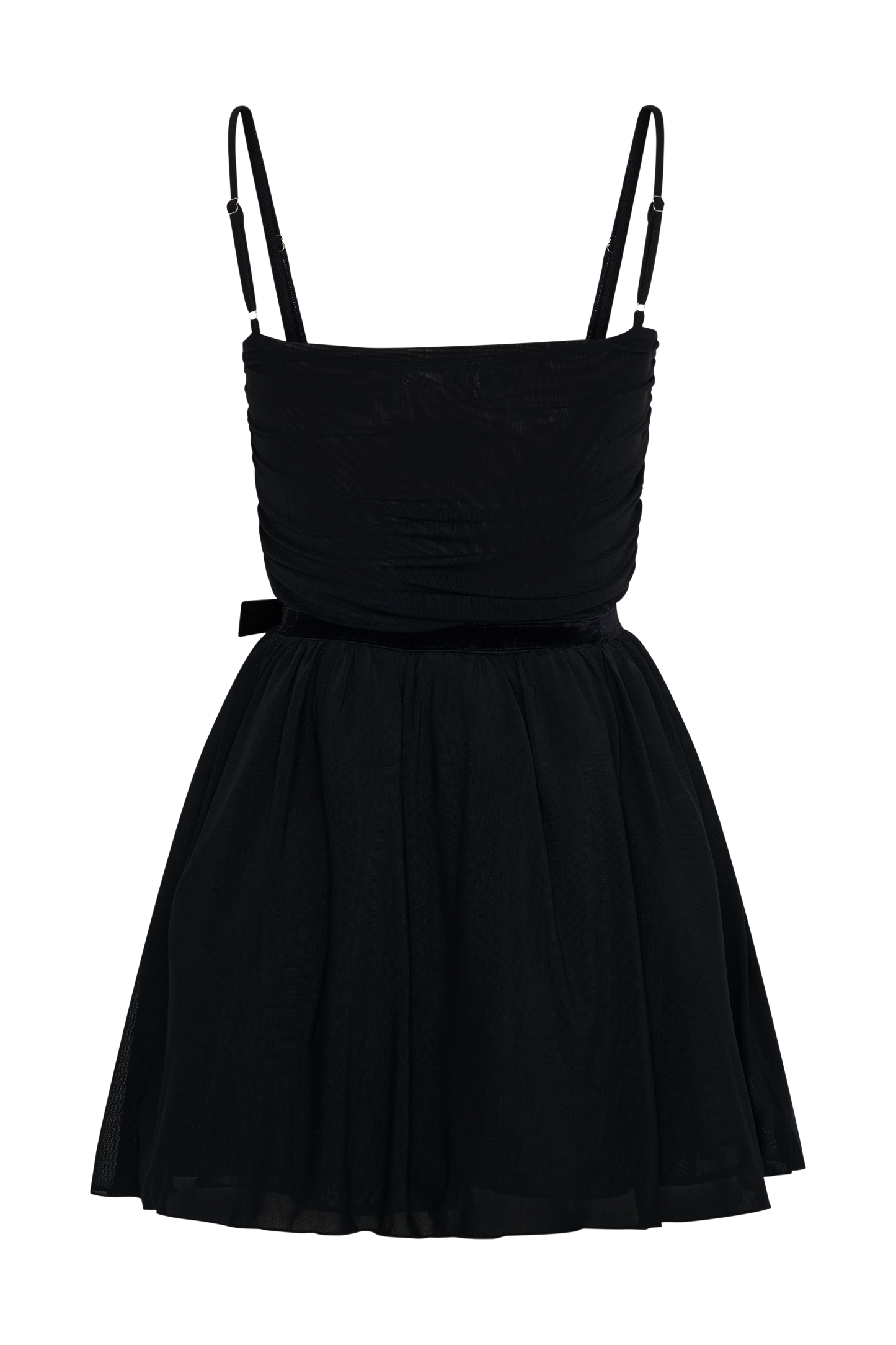 Mischa Mesh Mini Dress With Flower - Black