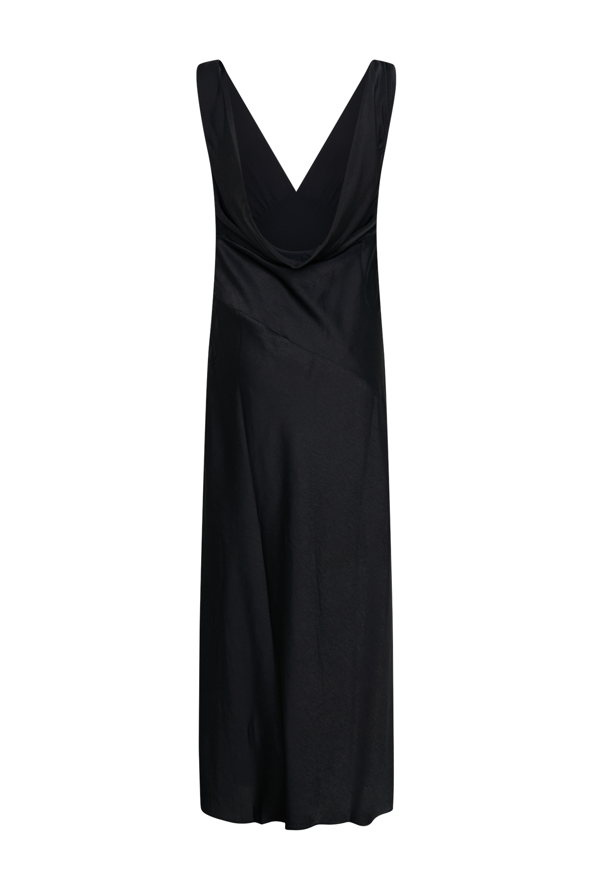Nadia Maxi Satin Dress With Back Cowl - Black