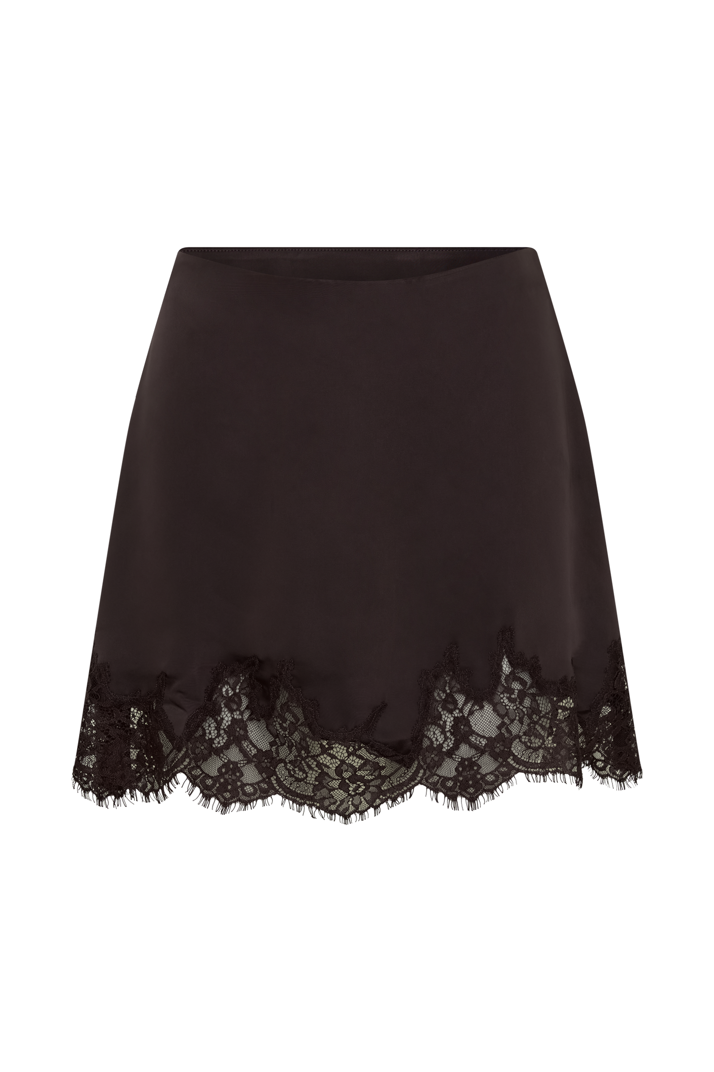 Nina Lace And Satin Mini Skirt - Chocolate