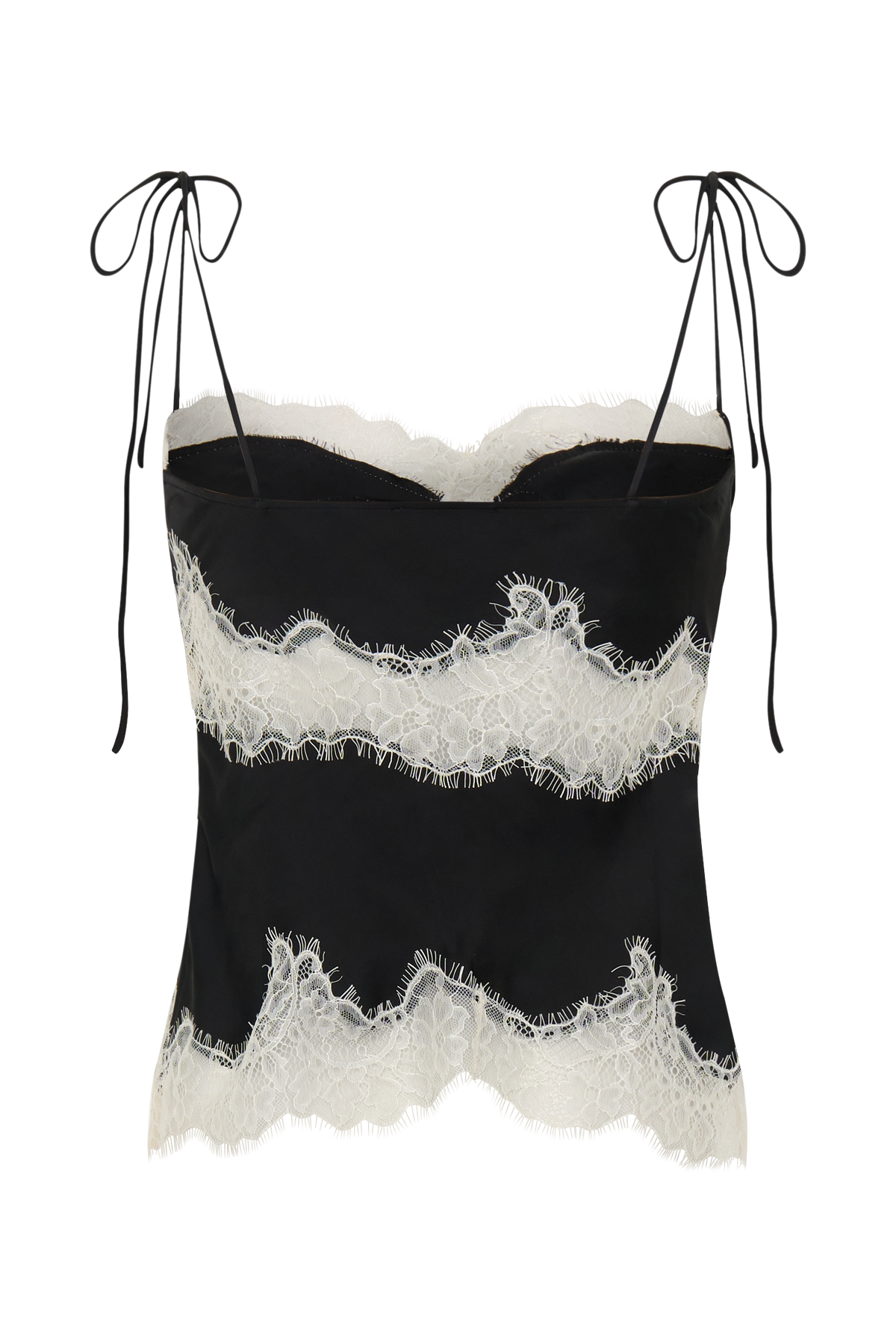 Nina Satin And Lace Camisole - Black/Ivory