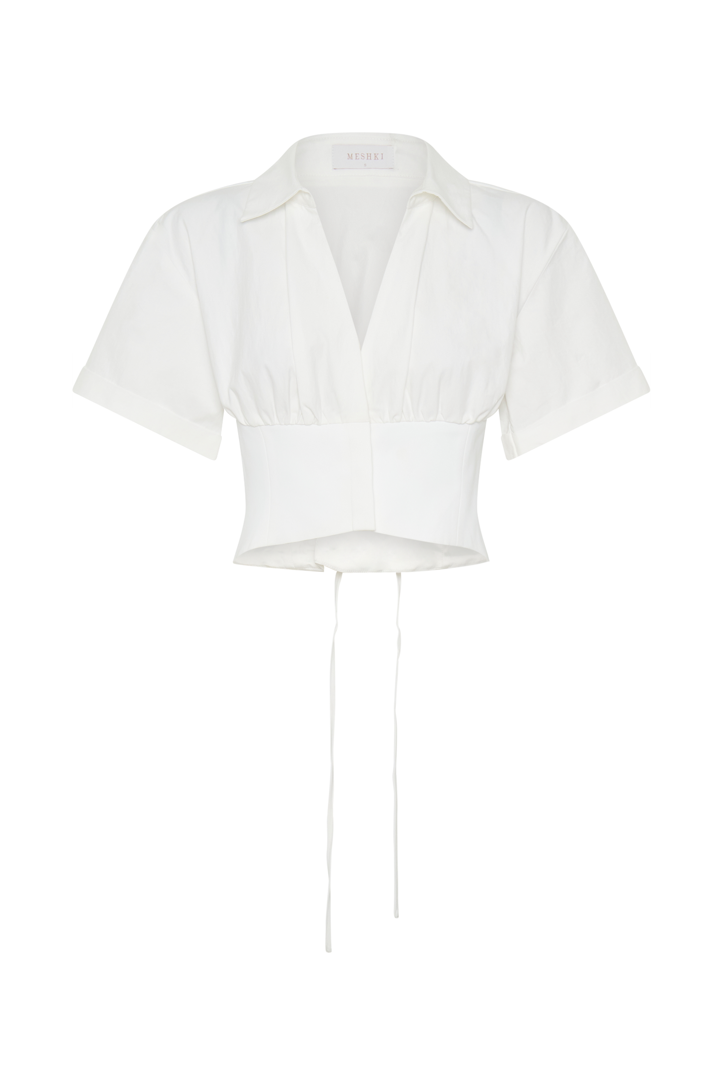 Noelia Tie Back Short Sleeve Shirt - White
