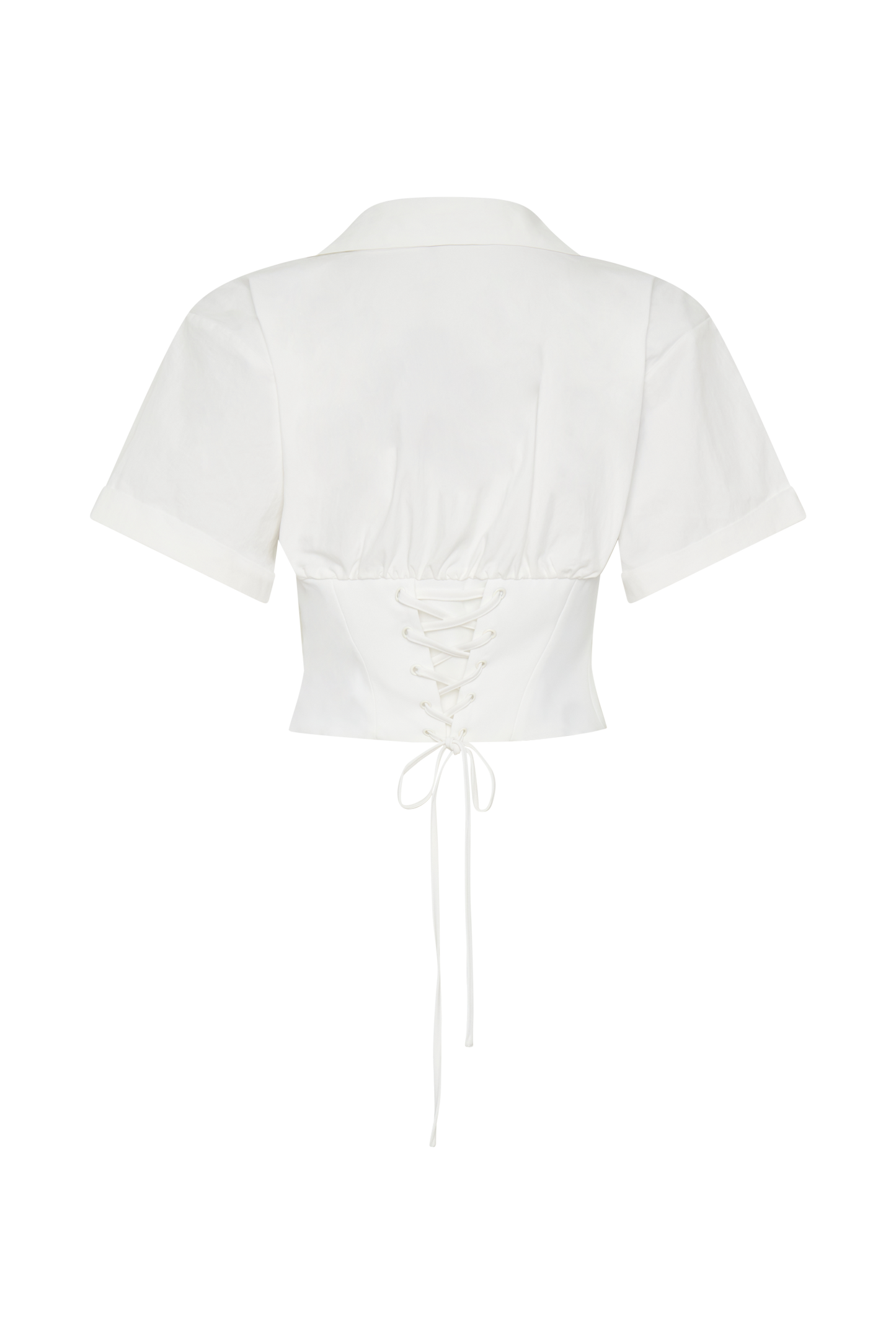 Noelia Tie Back Short Sleeve Shirt - White