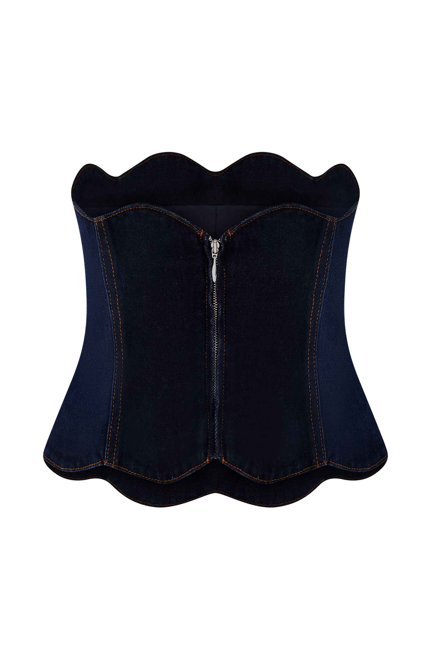 Oakley Strapless Scallop Denim Top - Indigo Blue