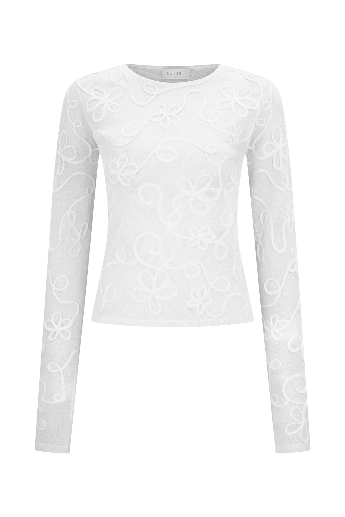Omari Embroidery Long Sleeve Knit Top - Ivory