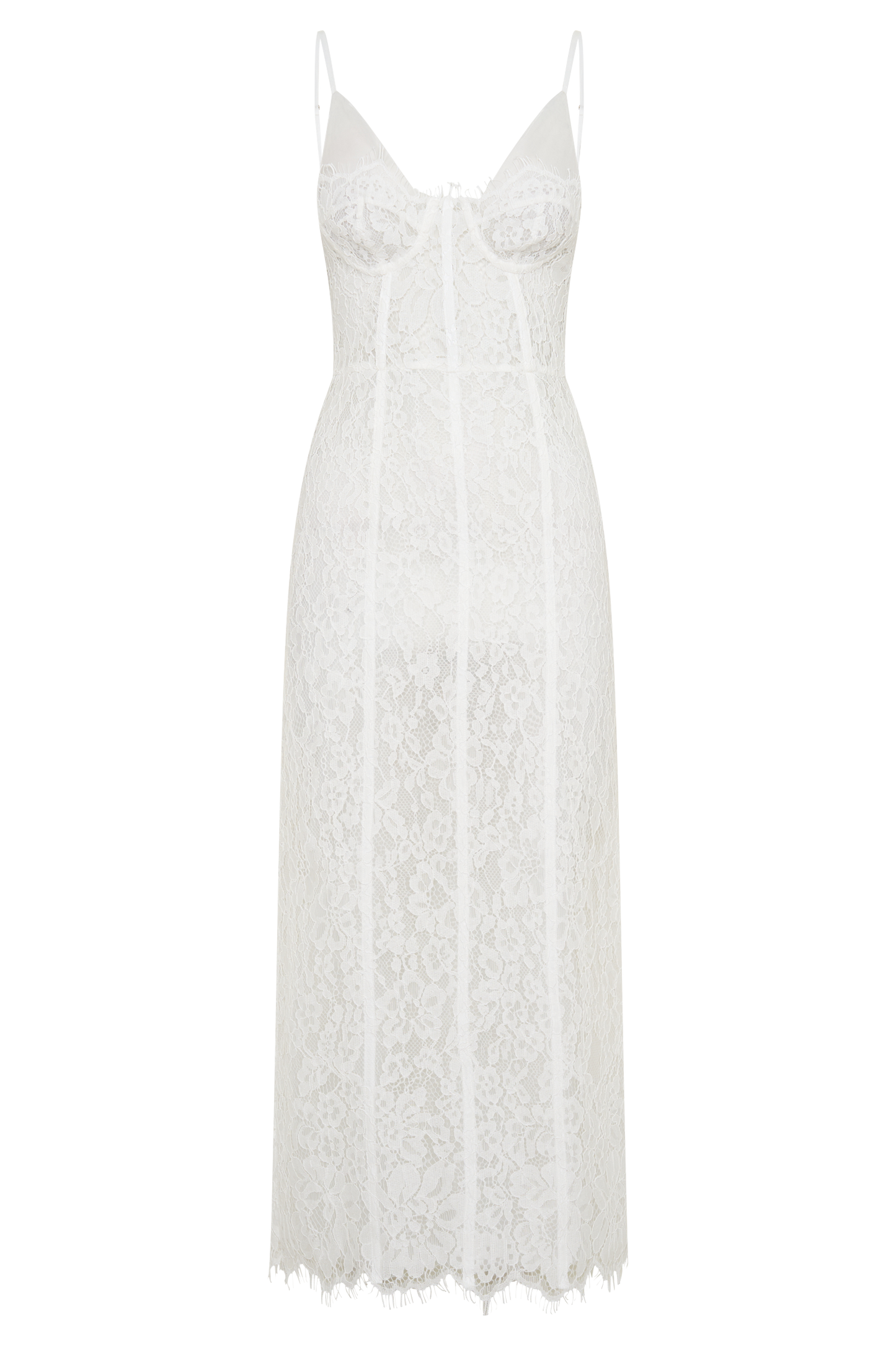 Ottilie Lace And Mesh Midi Dress - White