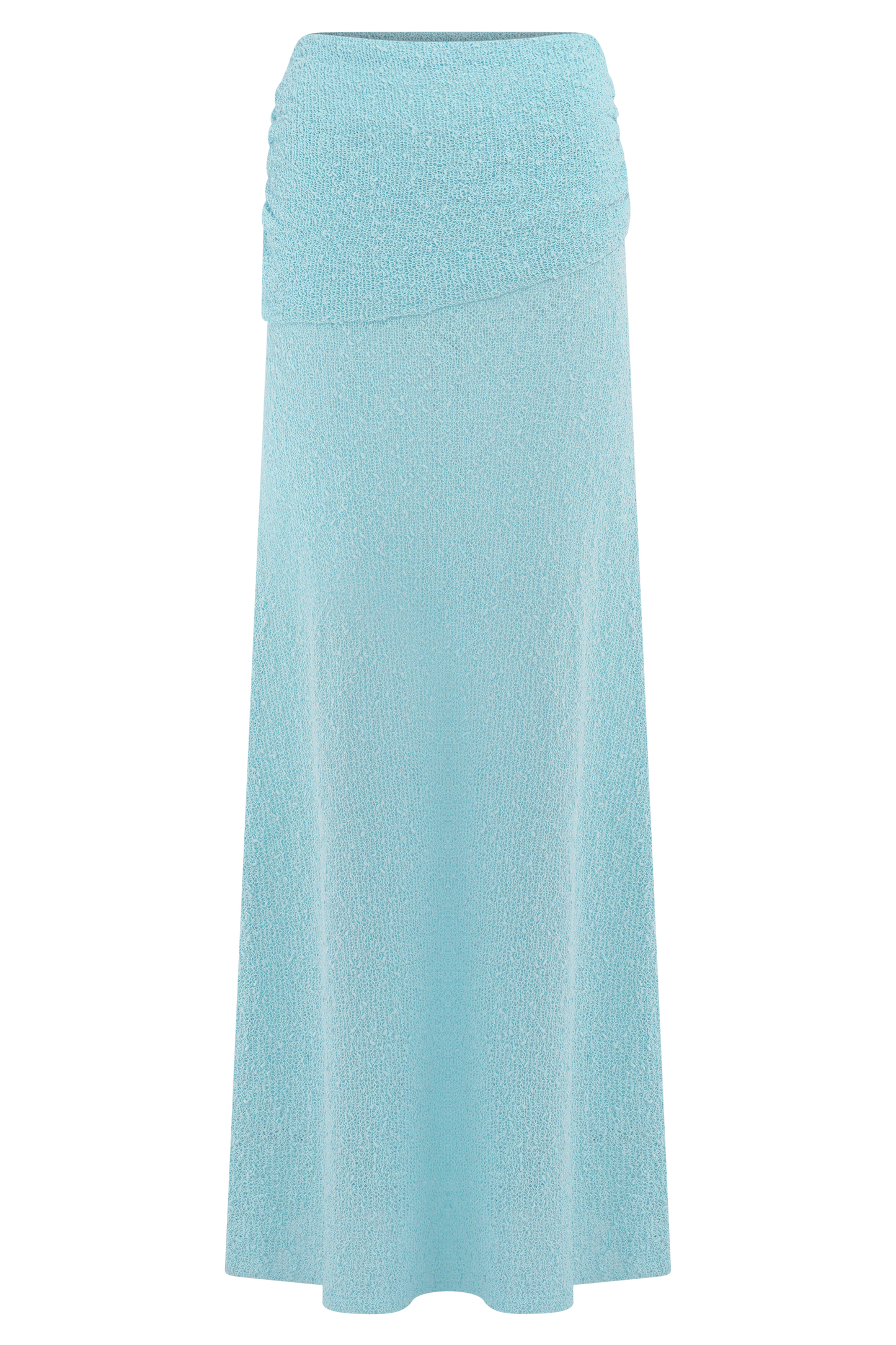 Petra Ruched Knit Maxi Skirt - Light Blue