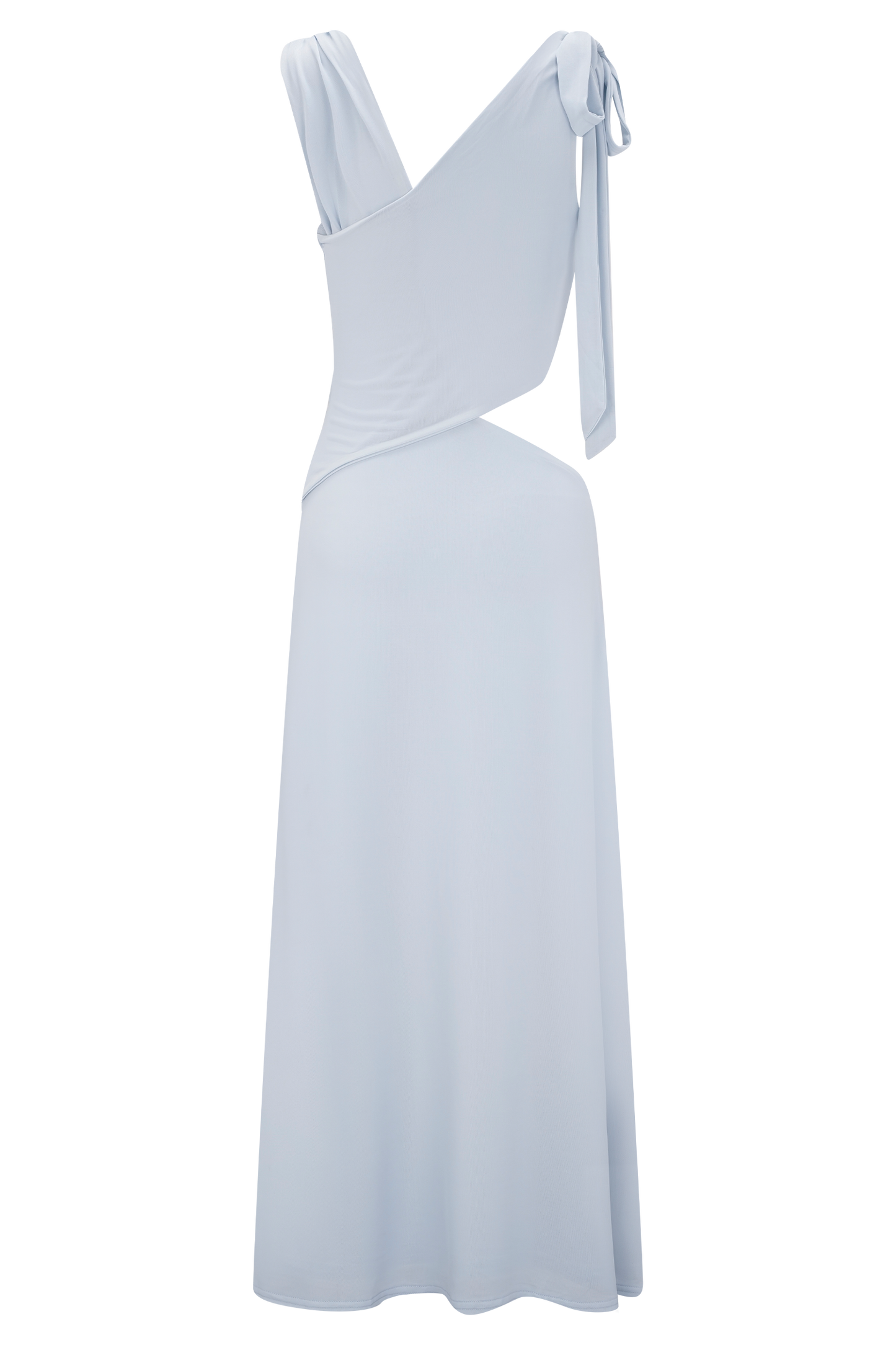 Raleigh Asymmetrical Slinky Midi Dress - Pale Blue