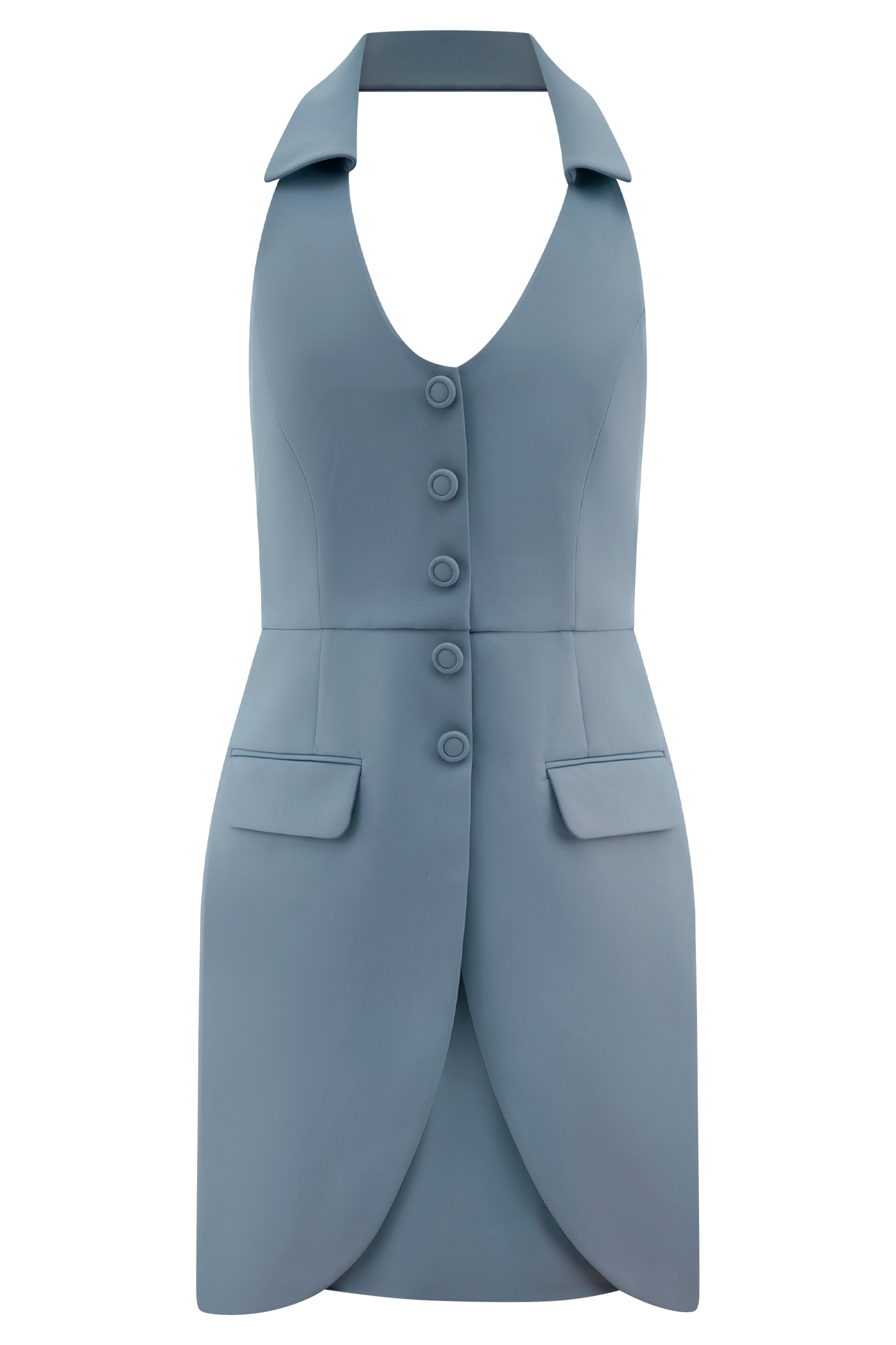 Ruth Cotton Halter Mini Dress - Ocean Blue