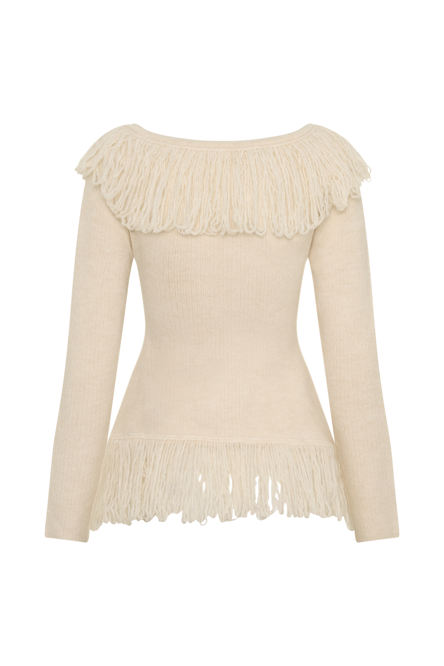 Sammie Fringe Knit Top - Cream