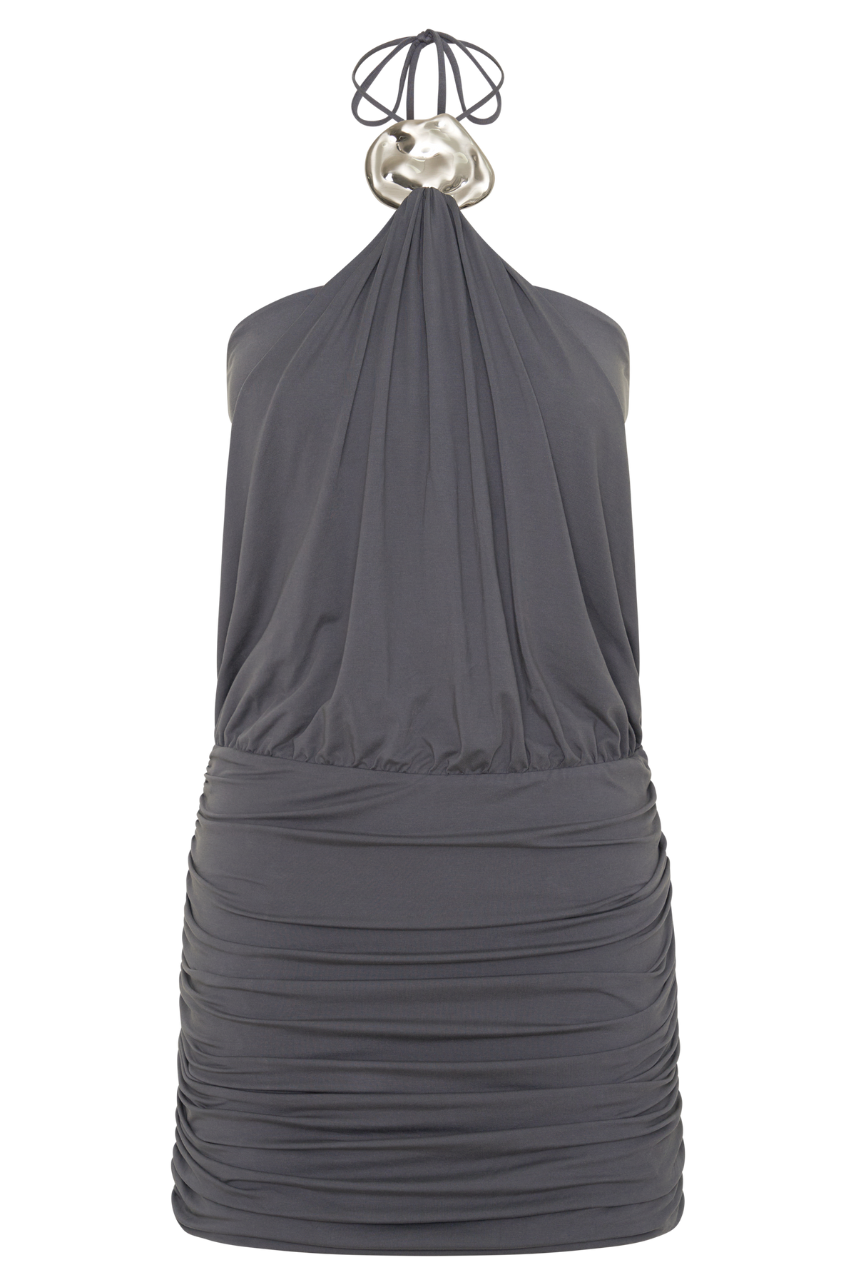 Sade Halter With Hardware Mini Dress - Grey