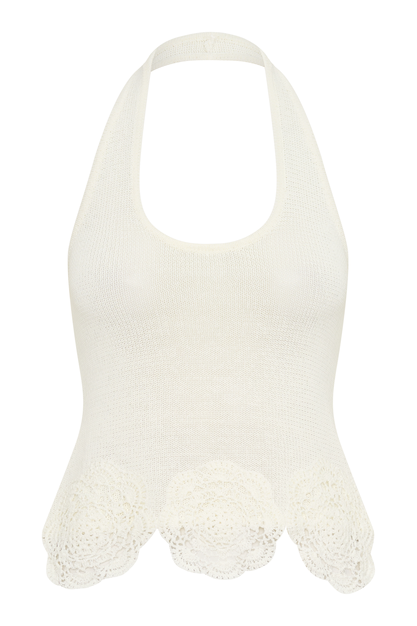 Salley Crochet Halter Longline Top - Ivory