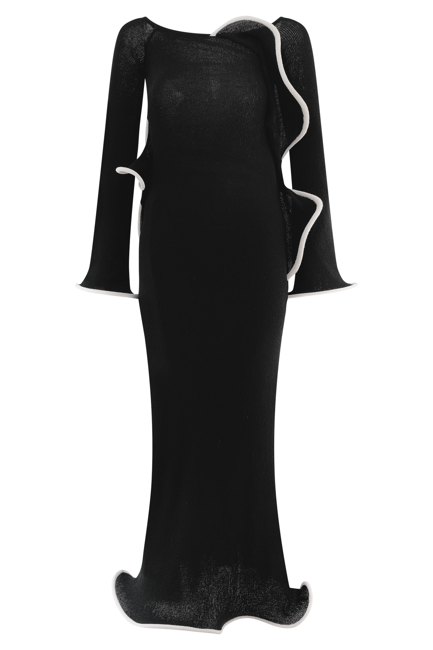 Sandrine Off Shoulder Knit Maxi Dress - Black/White