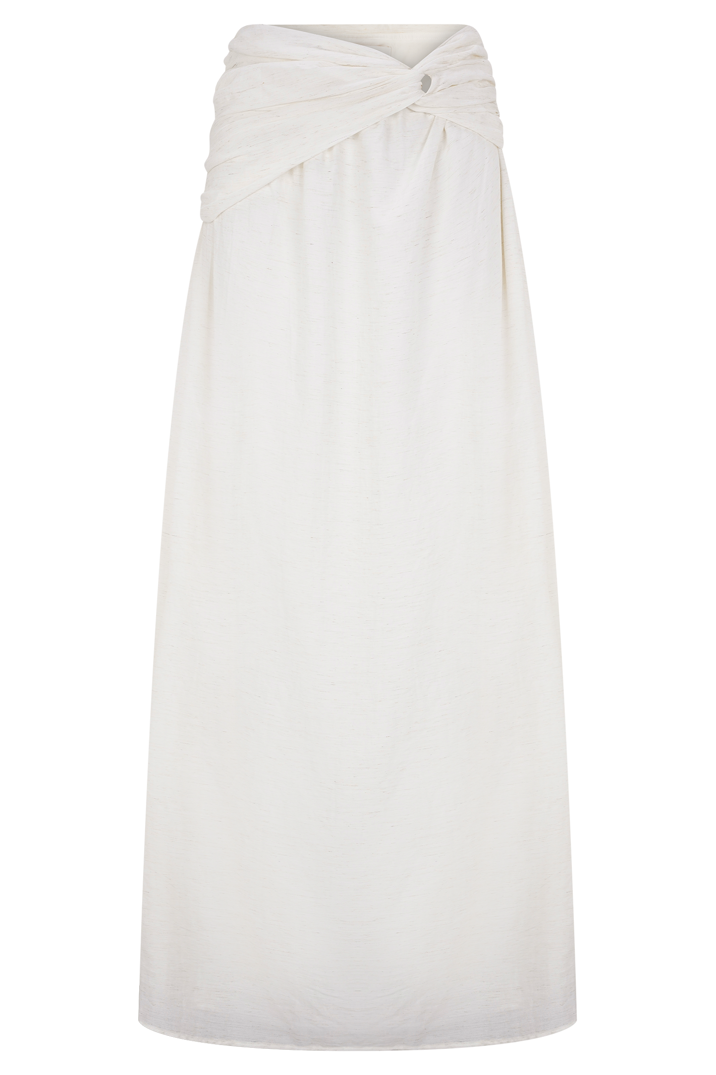 Scottie Gathered Linen Knot Maxi Skirt - Oat Marle