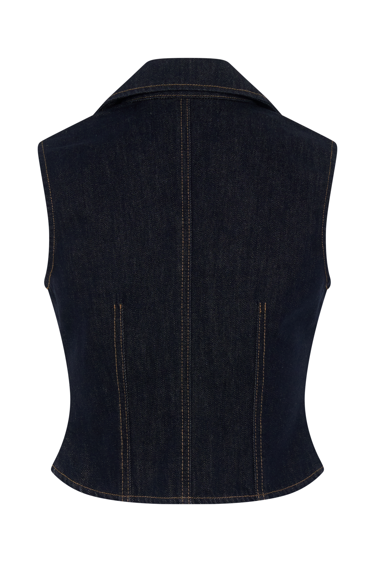 Shona Denim Vest With Decorative Buttons - Washed Indigo Blue