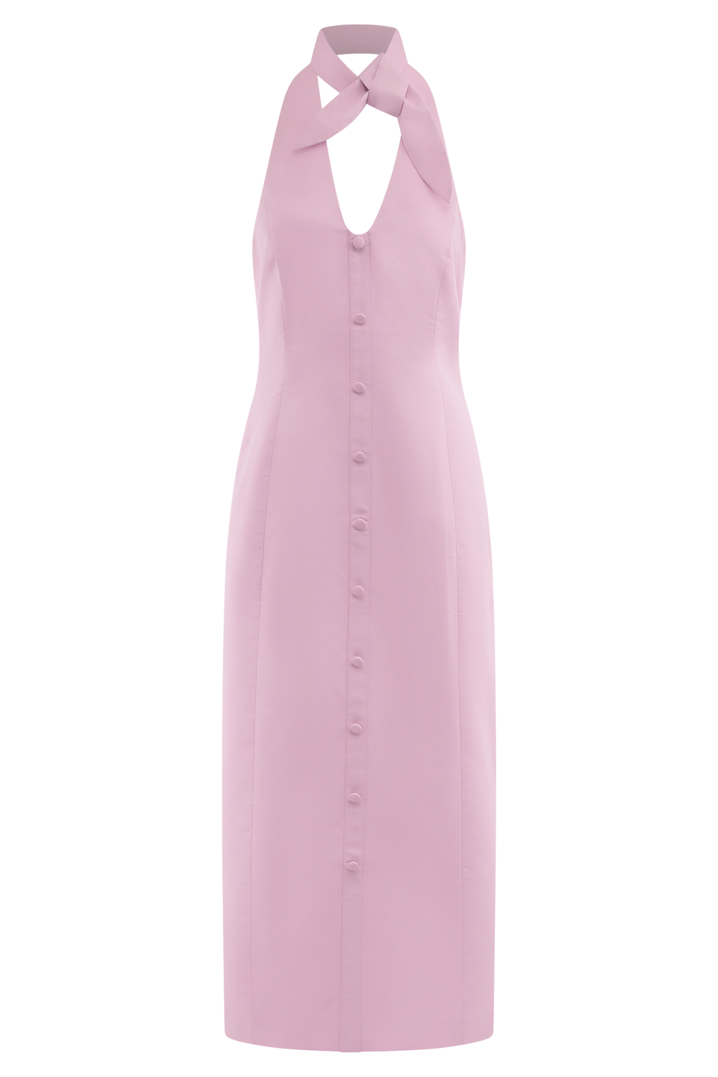 Simona Halter Neck Midi Dress - Blush Pink