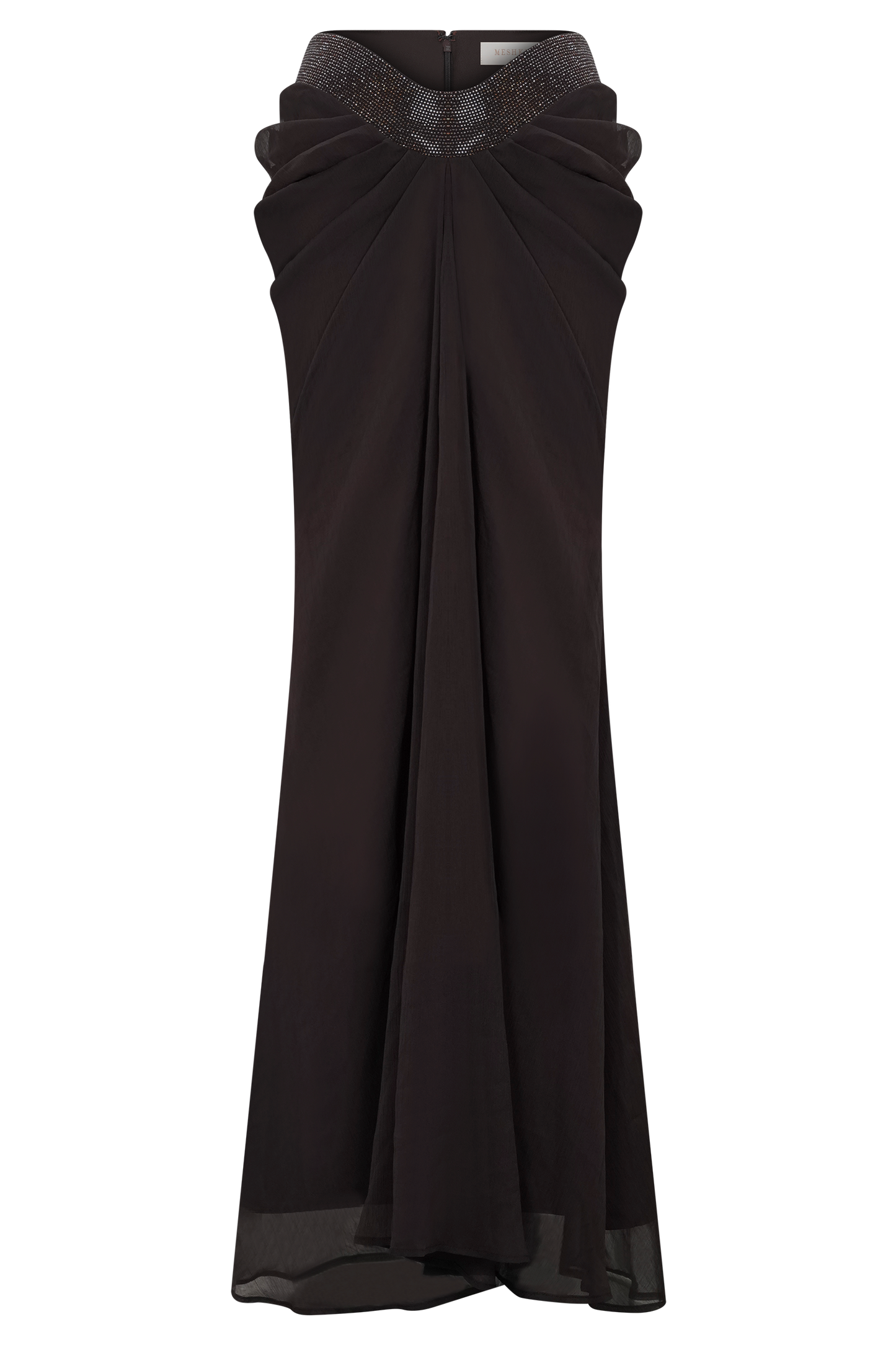 Siren Satin And Diamante Maxi Skirt - Dark Chocolate