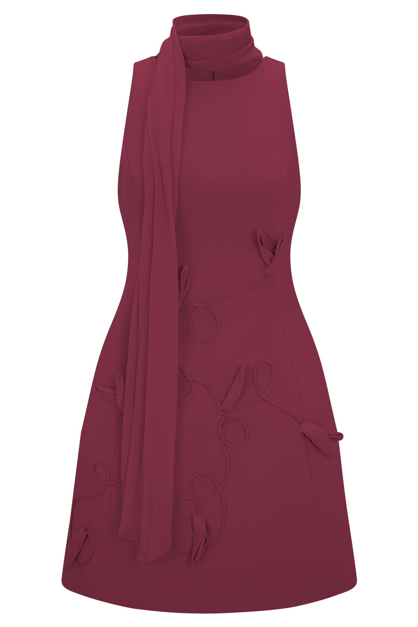 Skyler Suiting Embroidered Mini Dress - Wine
