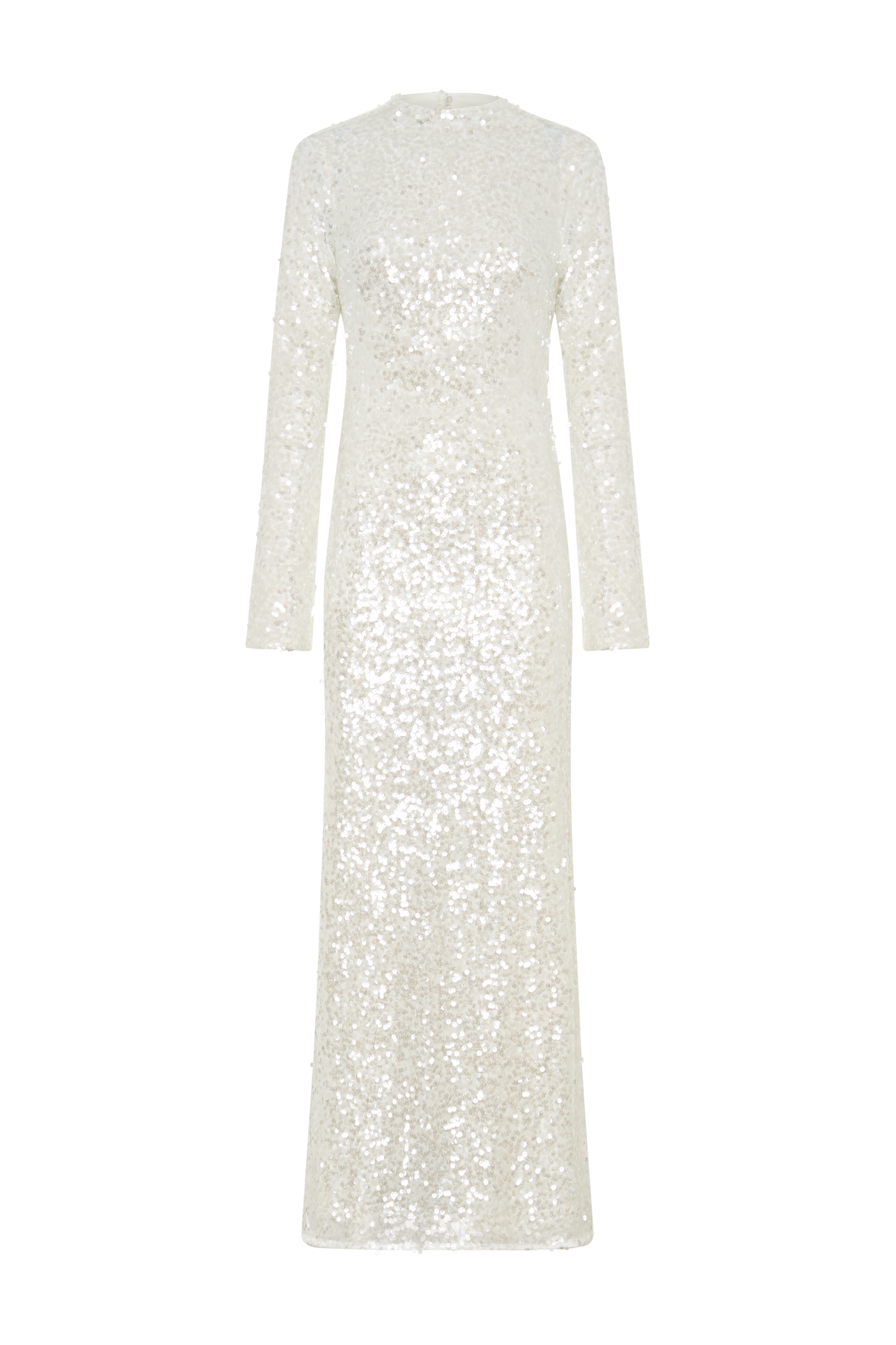 Sofia Long Sleeve Sequin Maxi Dress - White