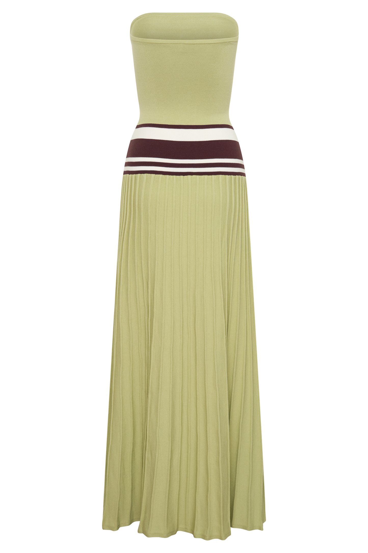 Solaris Strapless Contrast Knit Maxi Dress - Light Olive