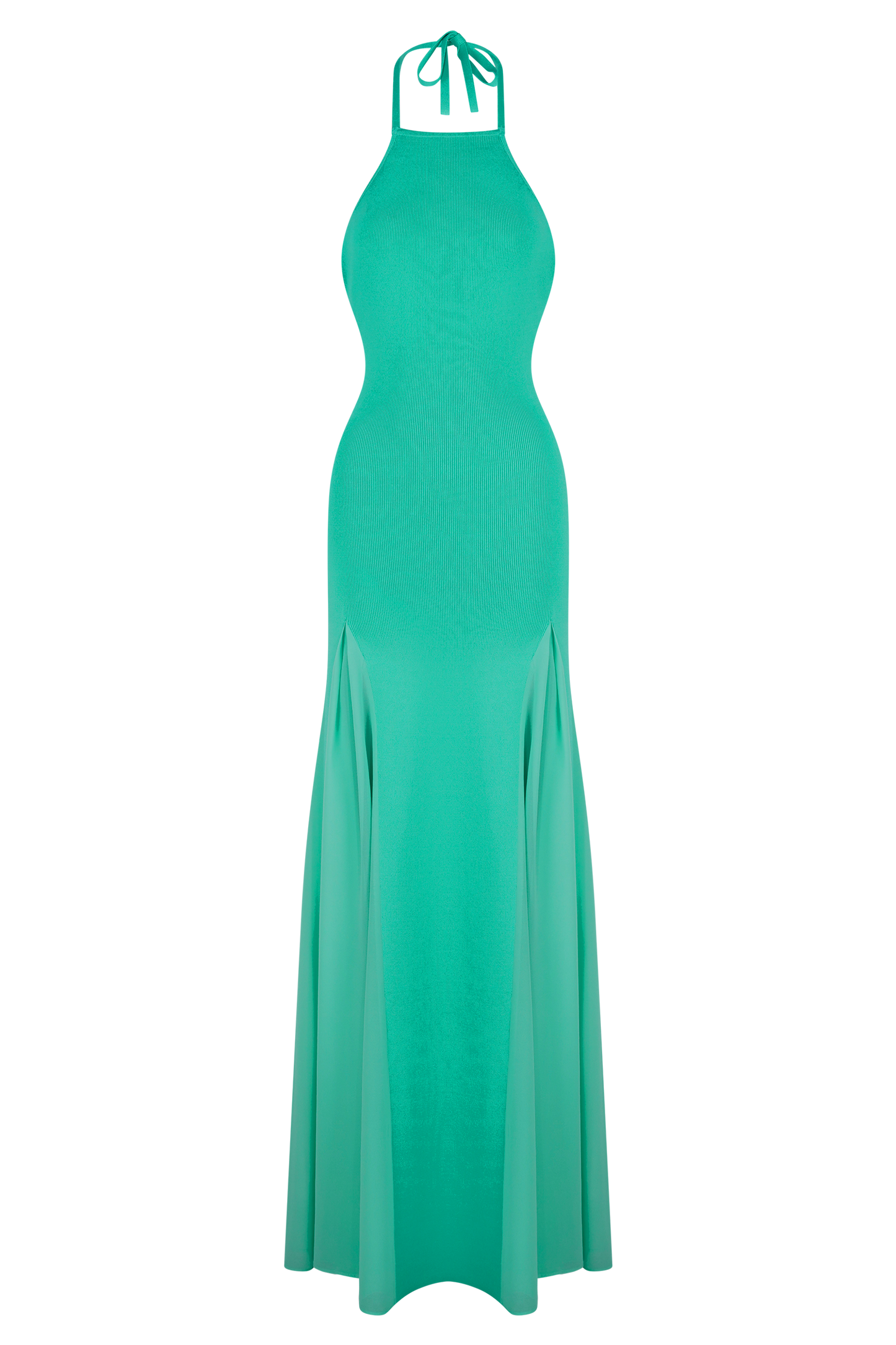 Soleil Knit And Mesh Halter Maxi Dress - Lagoon