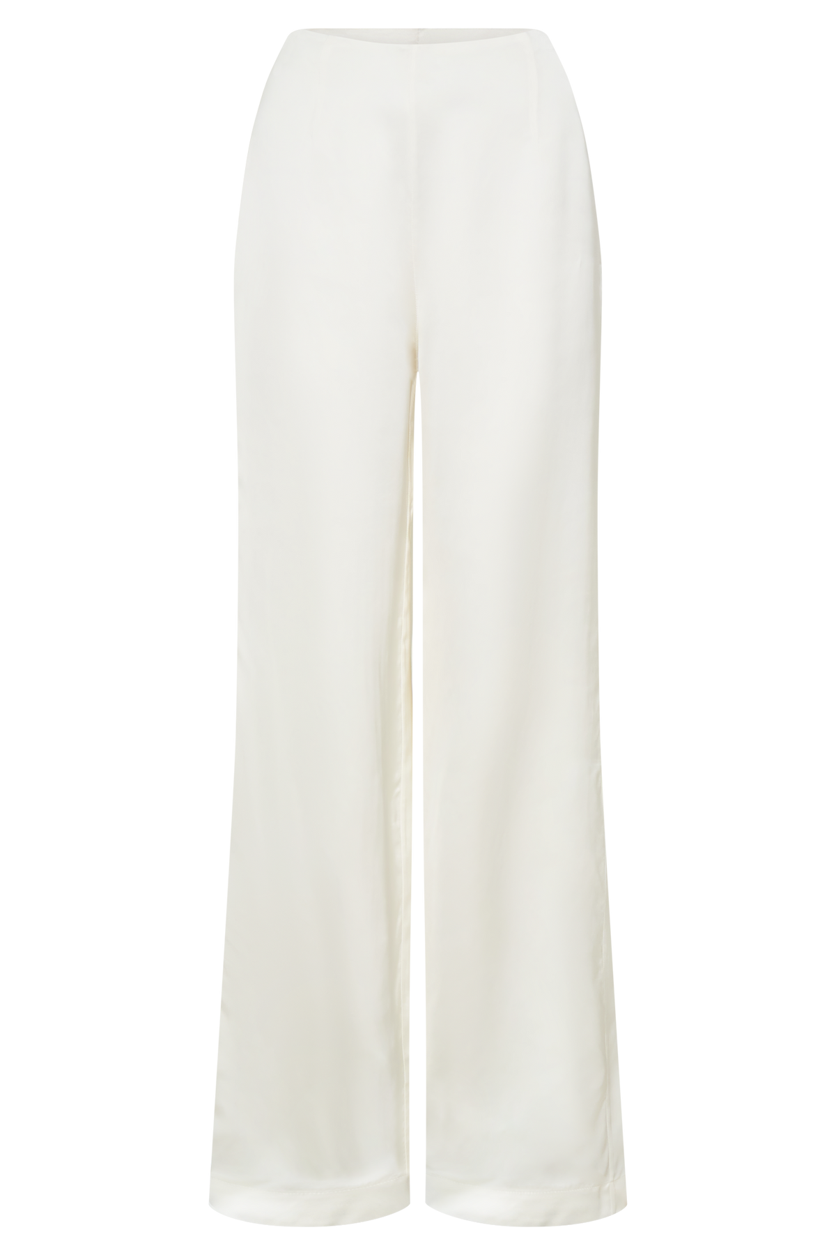Sydney Straight Leg Satin Pants - Ivory