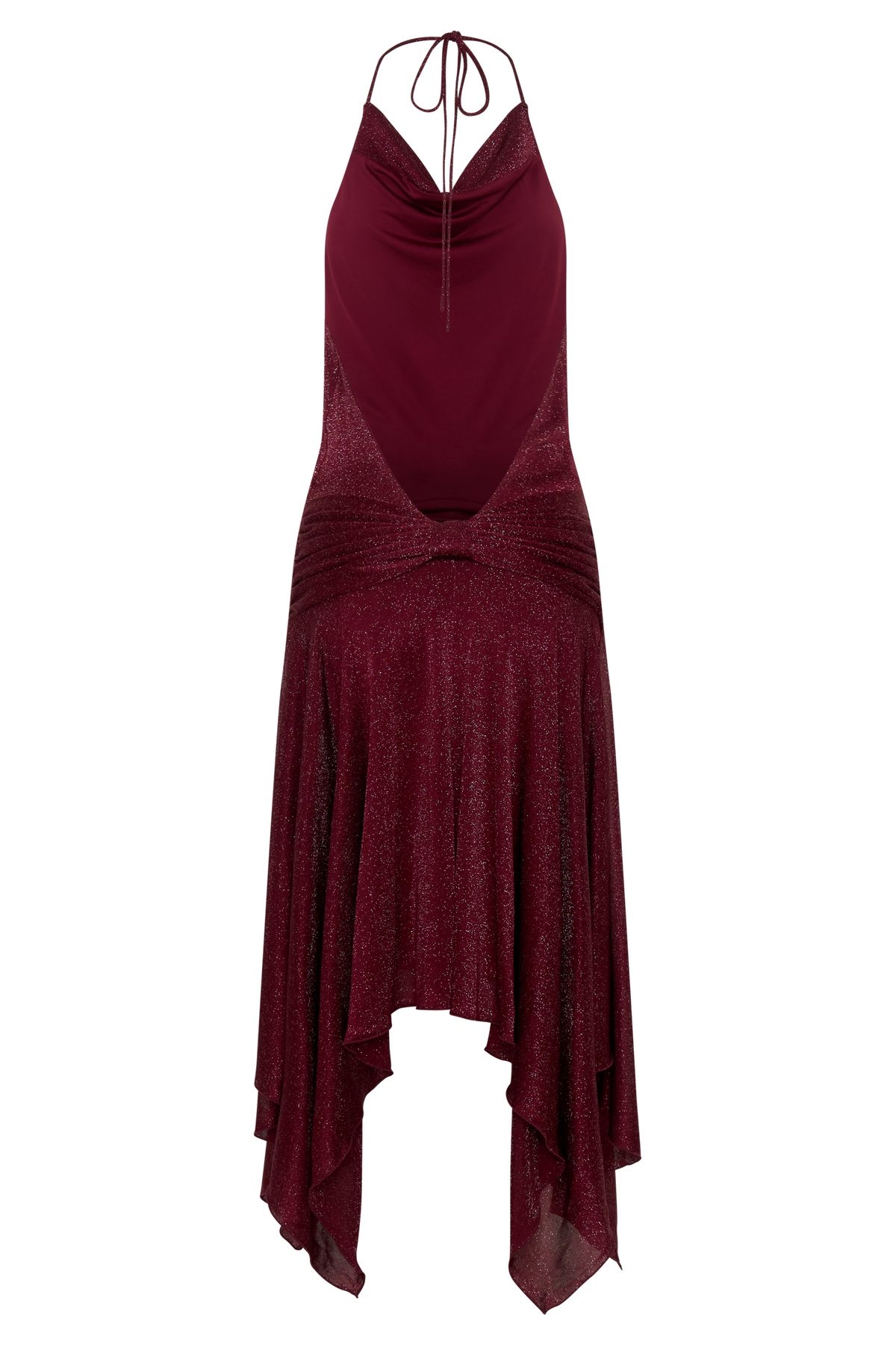 Sylvie Lurex Hankie Midi Dress - Wine
