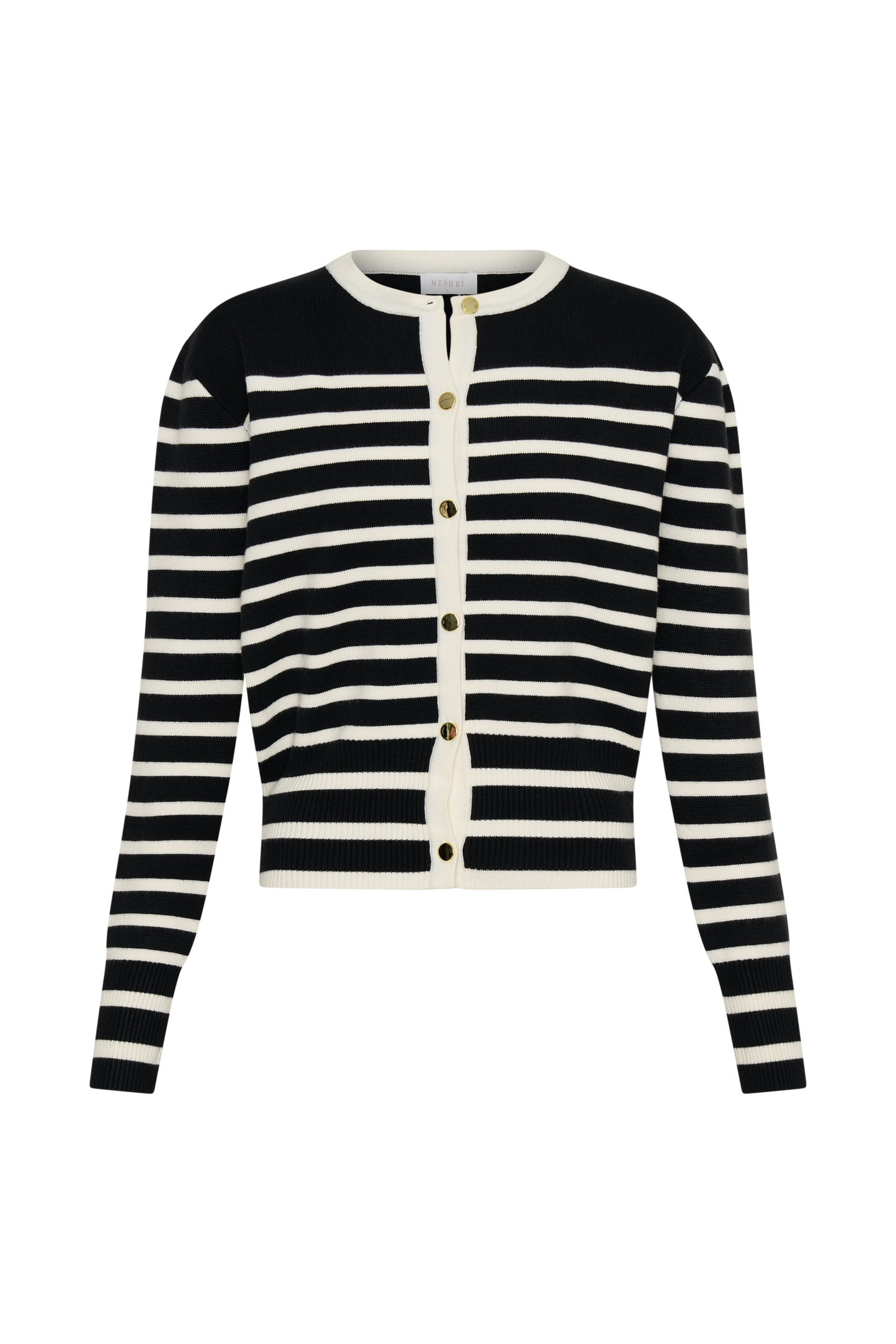 Talia Stripe Knit Cardigan - Black/White