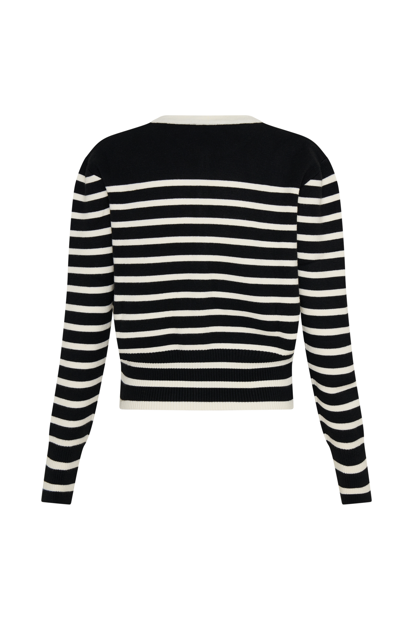 Talia Stripe Knit Cardigan - Black/White