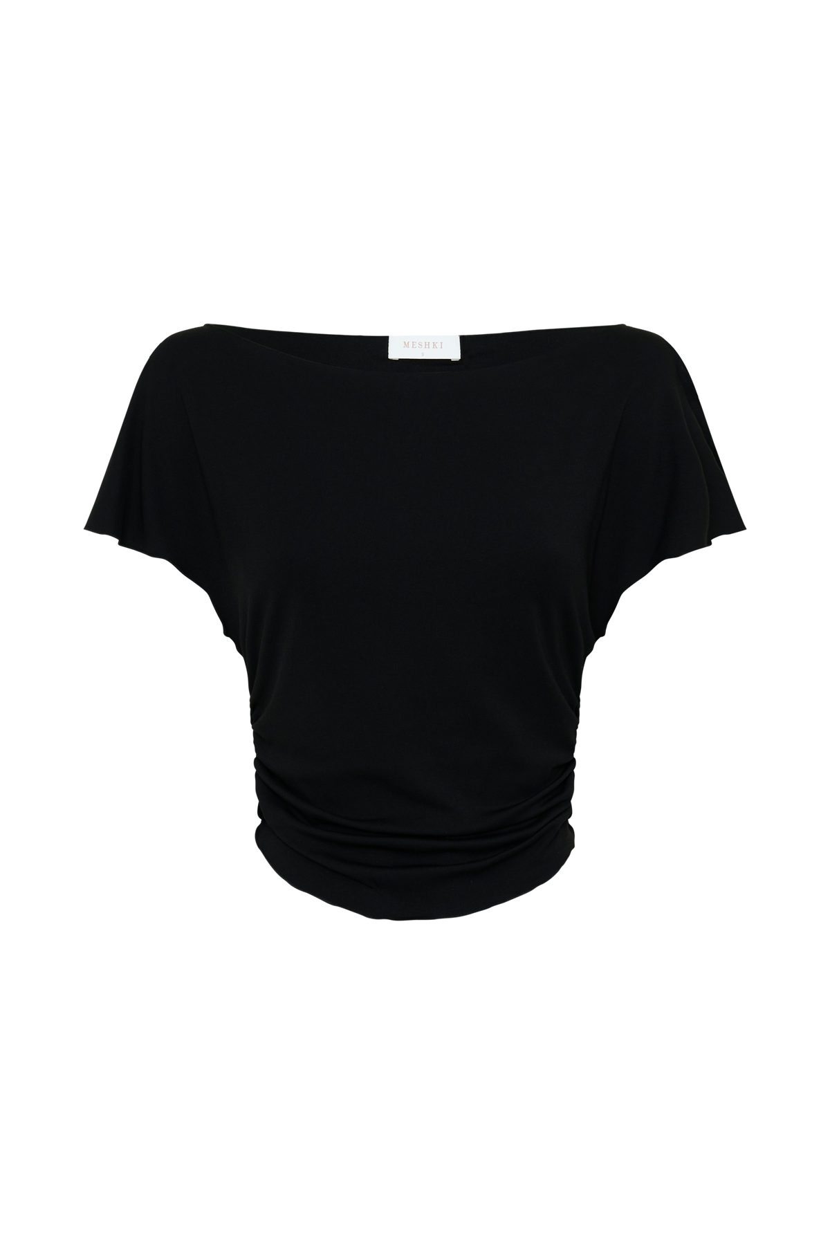 Talise Modal Flounce Short Sleeve Top - Black