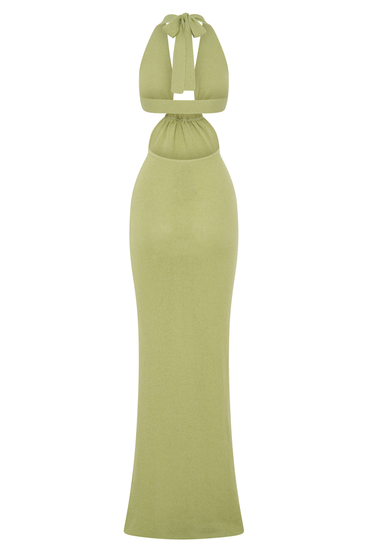 Theresea Halter Knit Maxi Dress - Light Olive