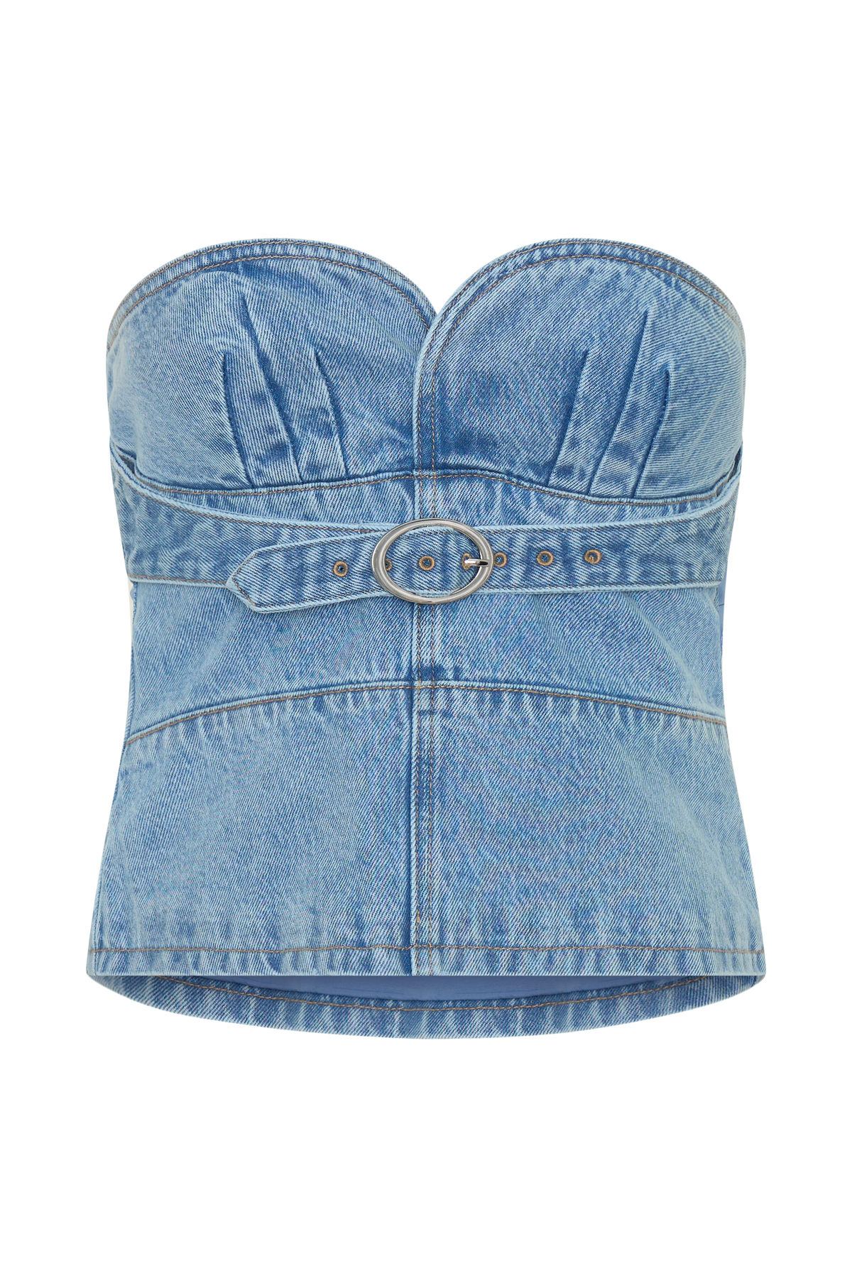 Tommy Strapless Denim Top With Buckle - Classic Blue