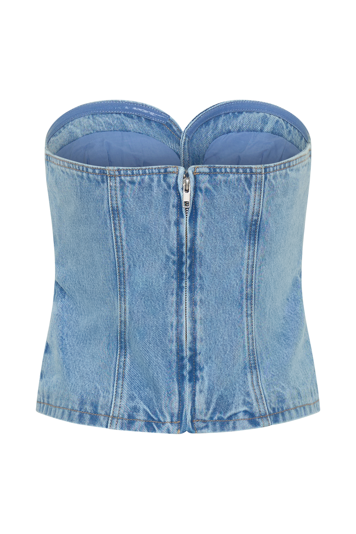 Tommy Strapless Denim Top With Buckle - Classic Blue