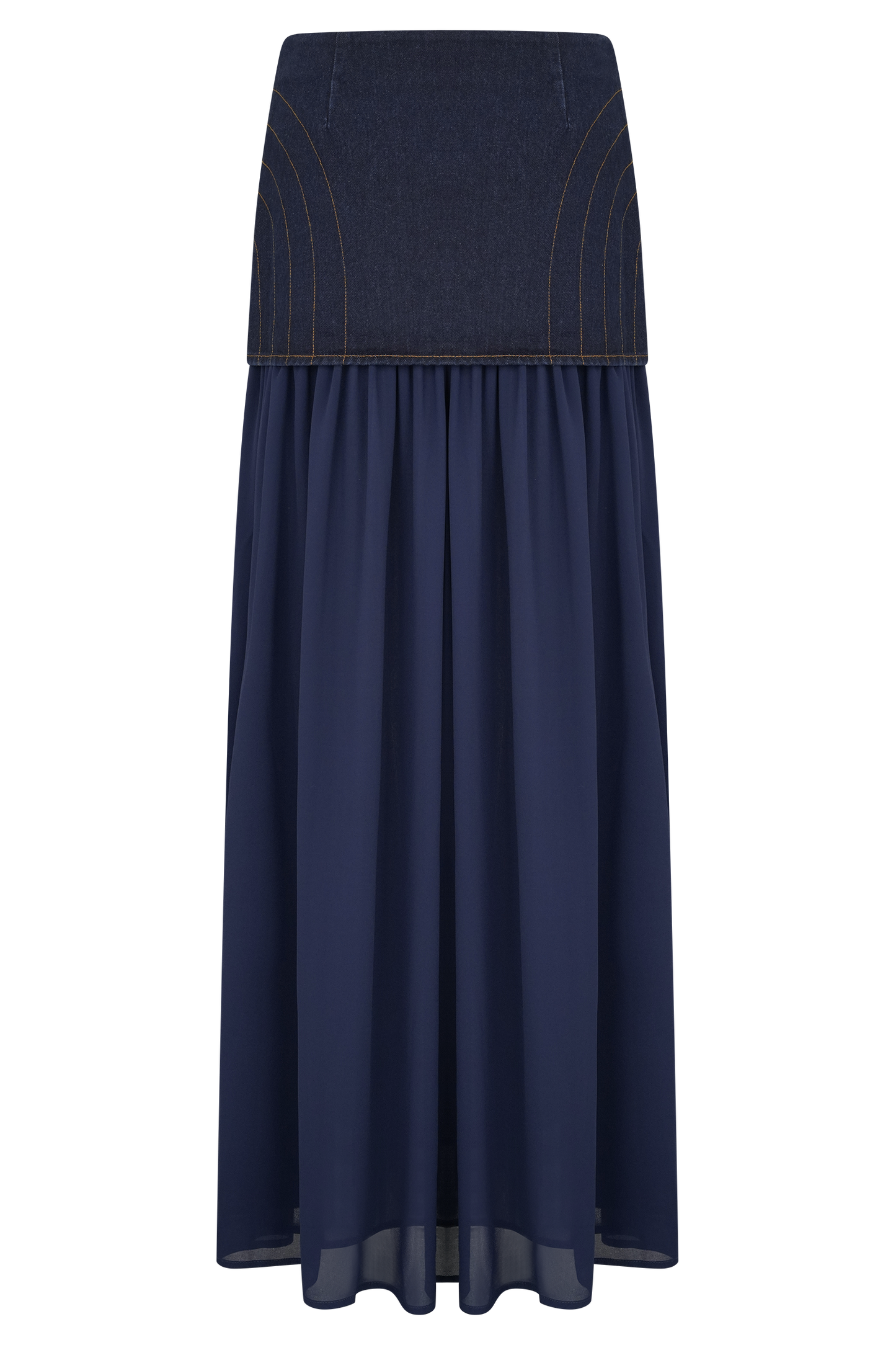 Tully Chiffon Denim Maxi Skirt - Indigo Blue