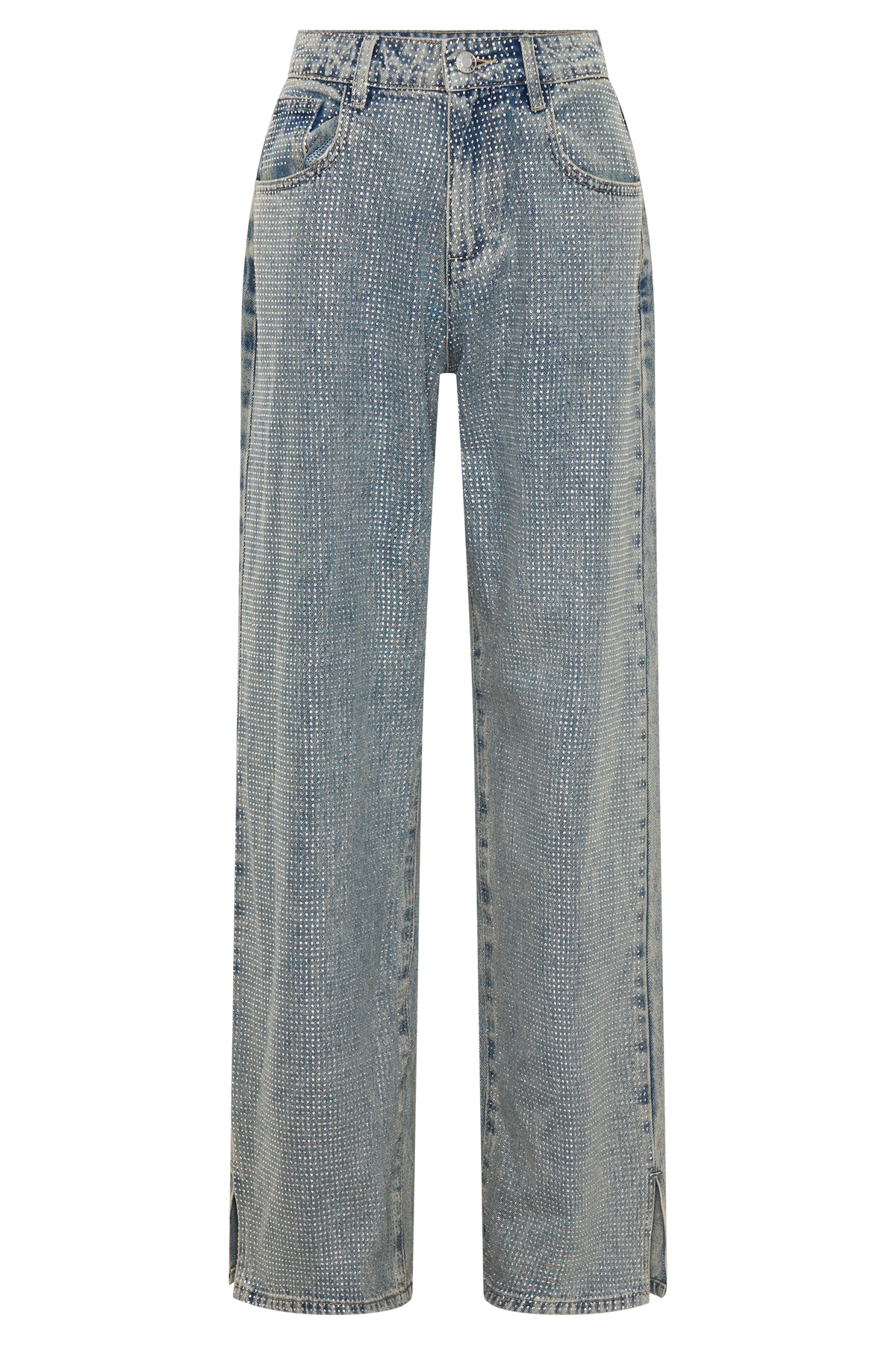 Tyla Diamante Denim Jeans - Blue/Green