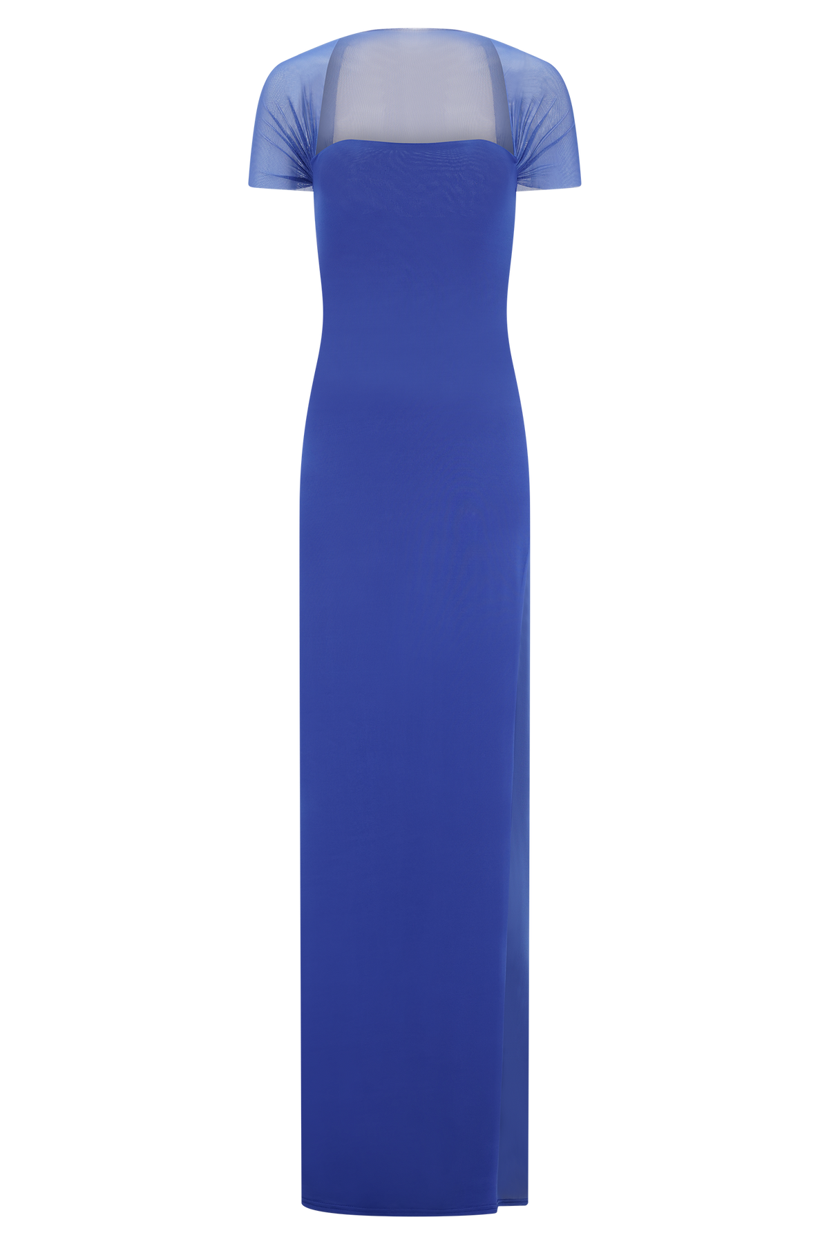 Wyatt Slinky And Mesh Maxi Dress - Cobalt Blue