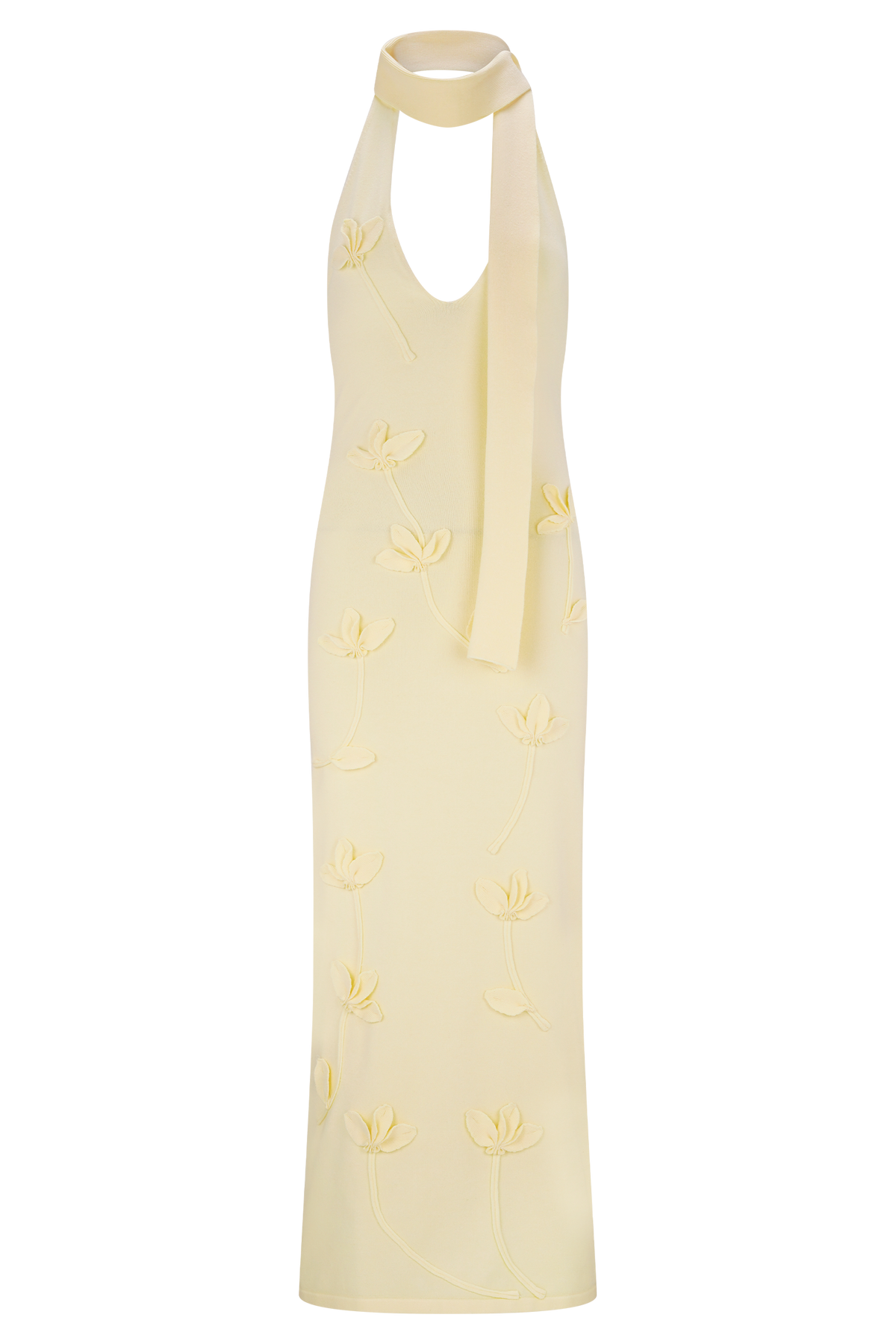 Wynn Floral Knit Midi Dress - Lemon