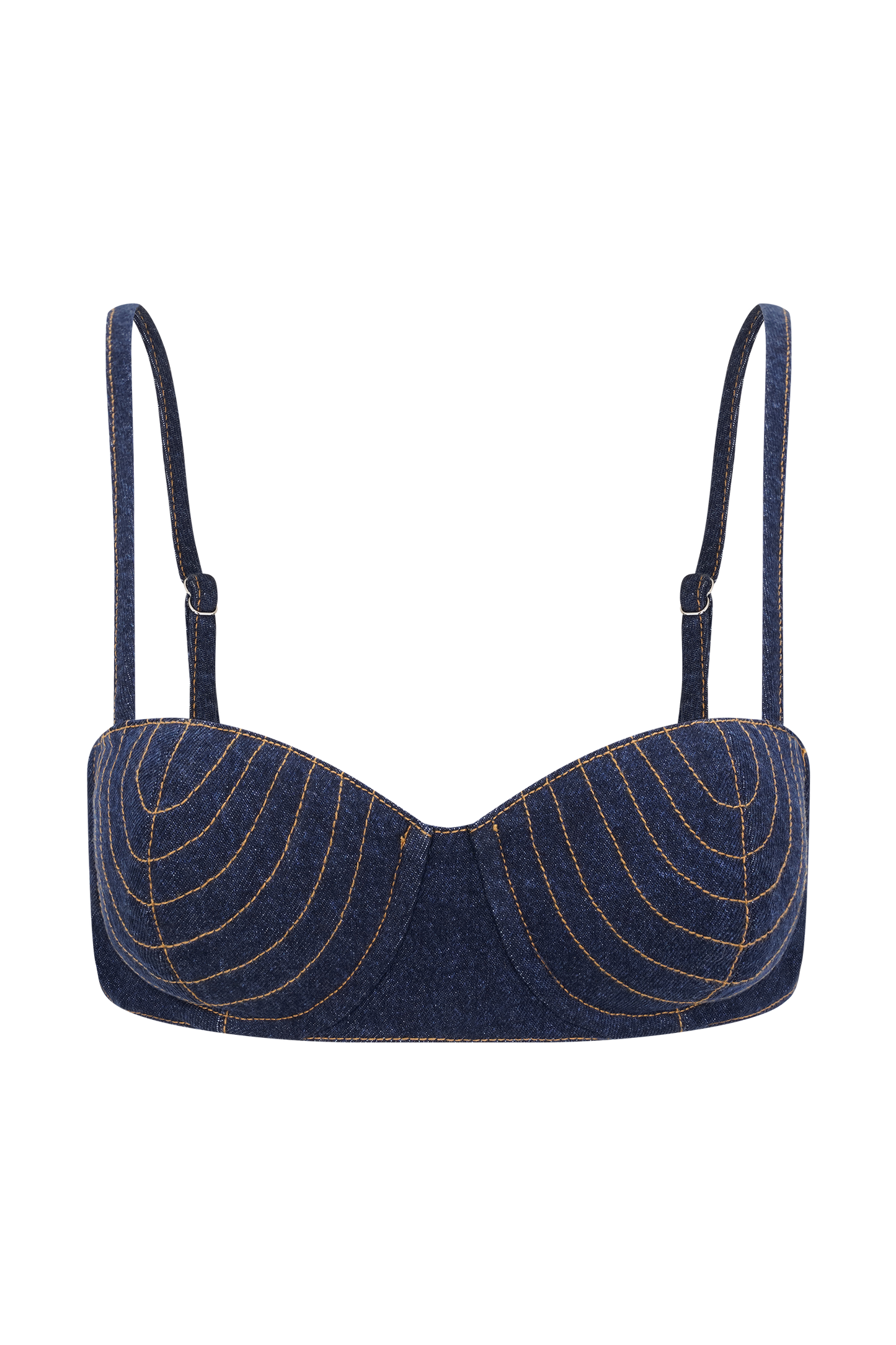 Belle Denim Cropped Bralette - Indigo Blue
