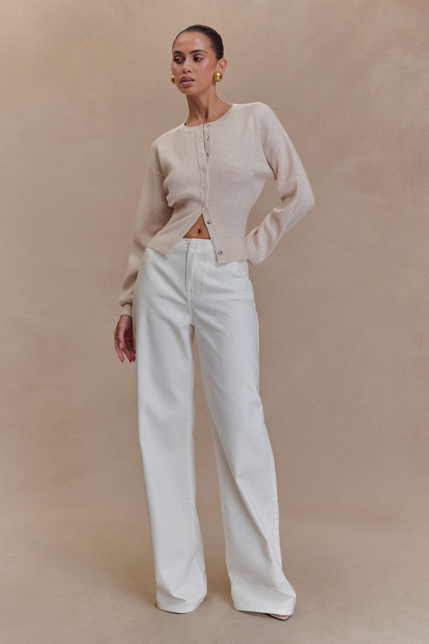 Ferne Button Up Knit Cardigan - Oat Marle