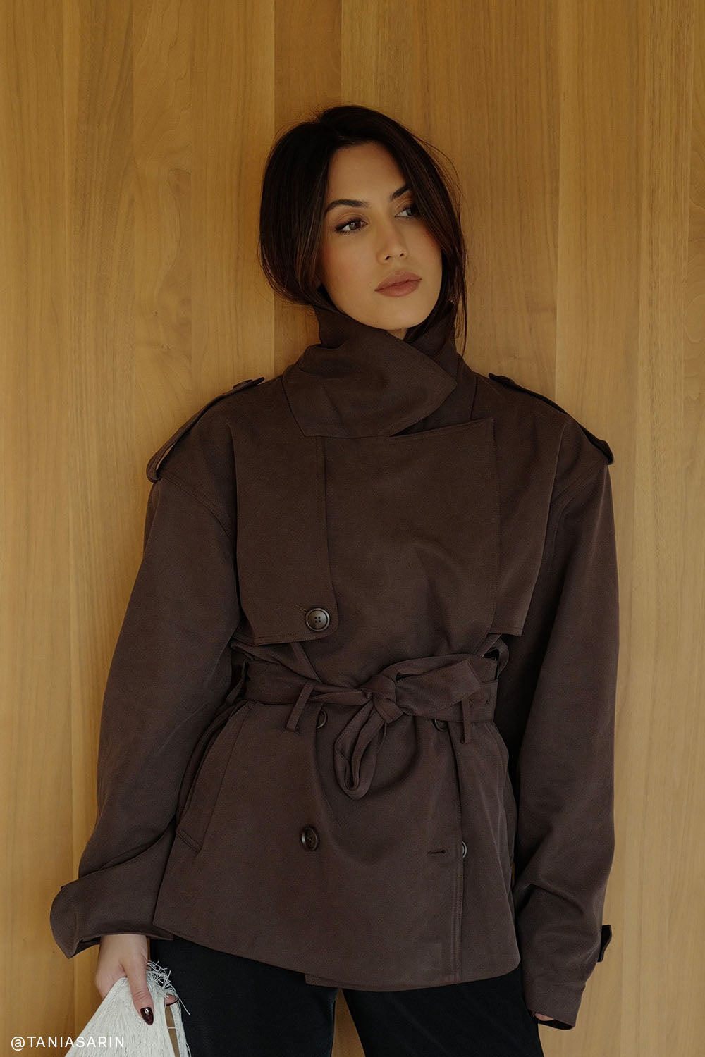 Alden Short Trench Jacket - Chocolate | MESHKI US