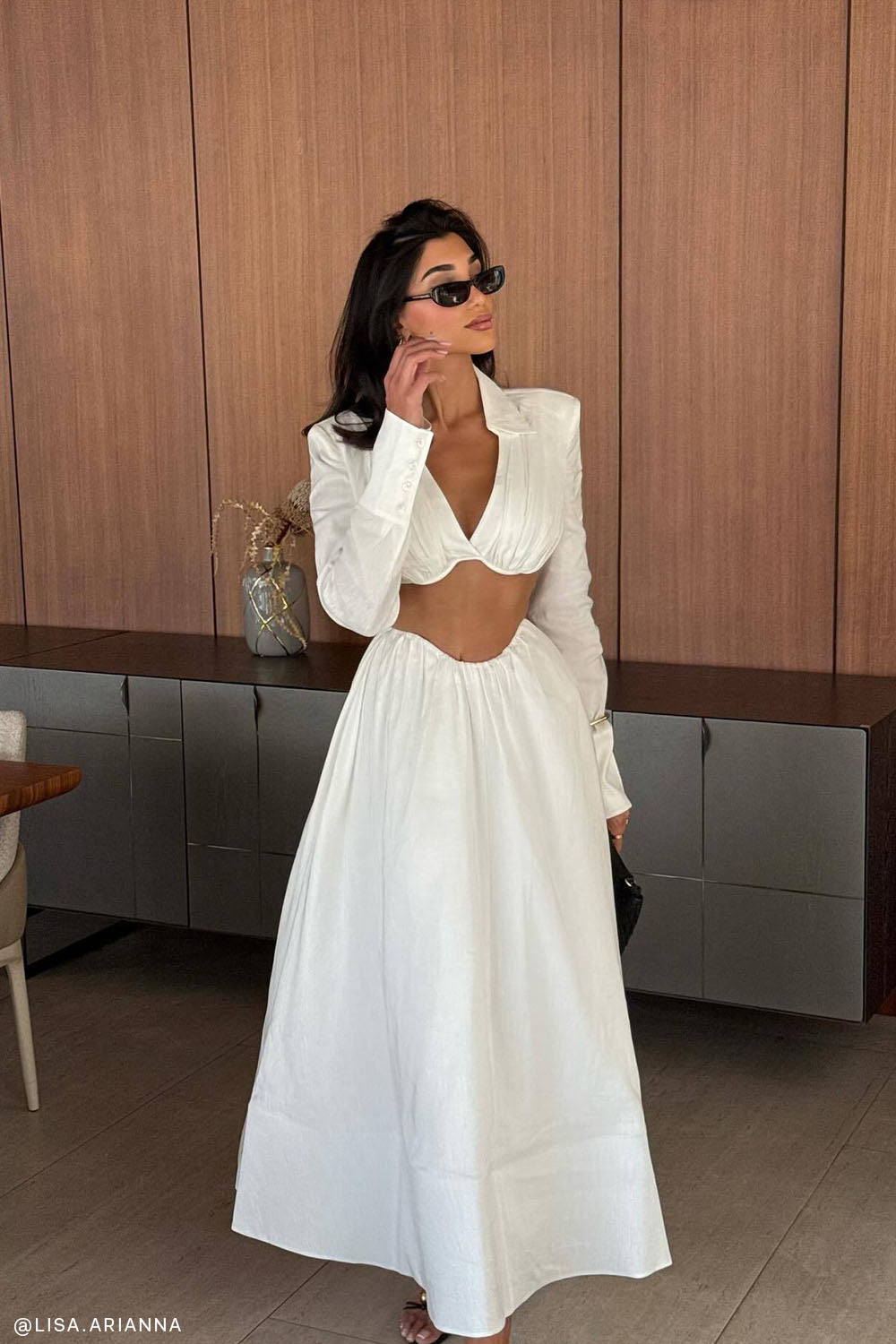 maxi dress skirt Greta Gathered - White Color:dark blue Suit Jackets plus size dresses sold and angled tiered skirt