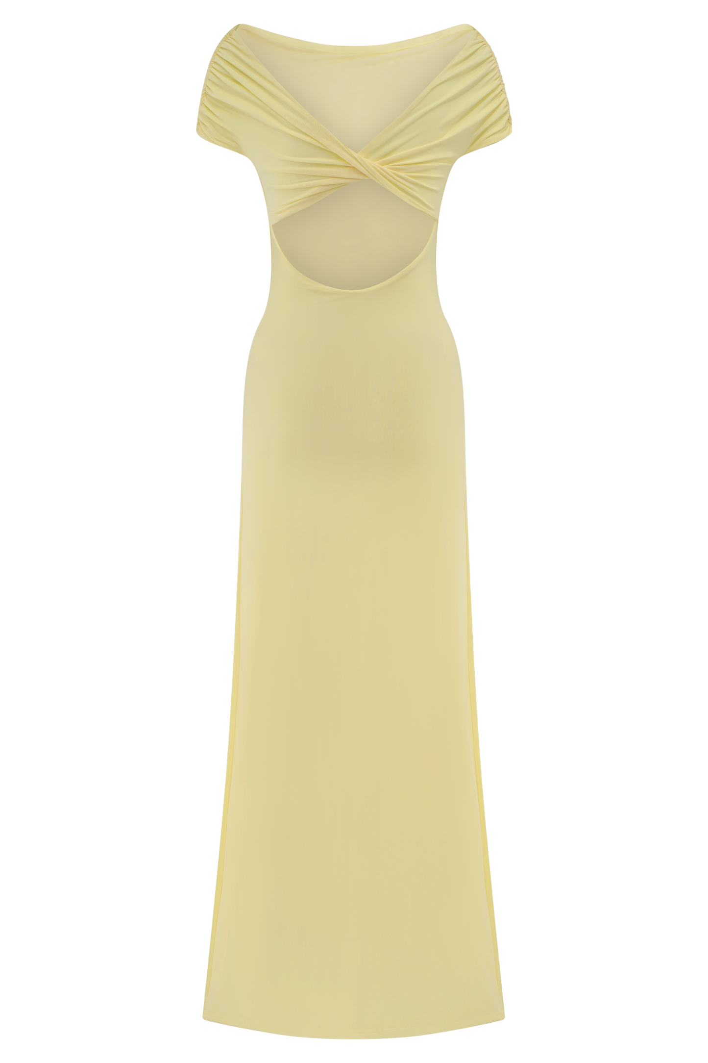 Imogen Off Shoulder Slinky Maxi Dress - Lemon