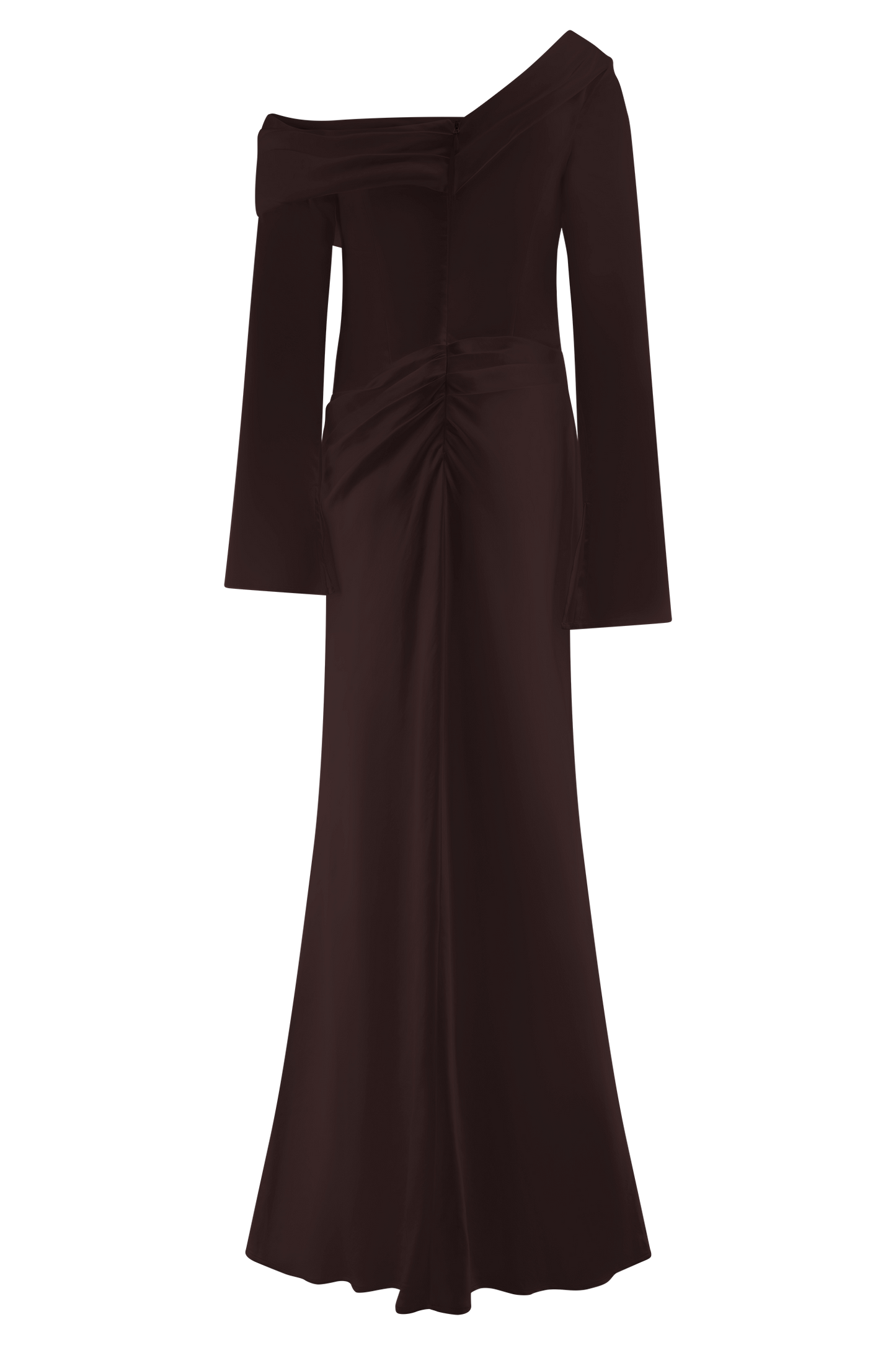Iris Long Sleeve Satin Maxi Dress - Dark Chocolate