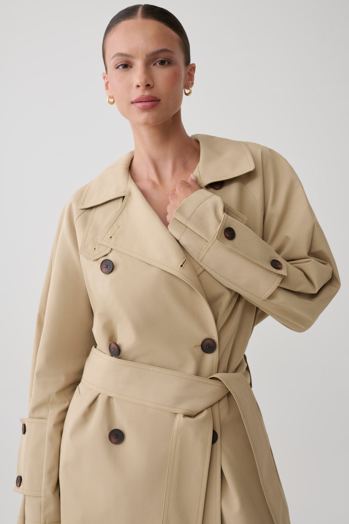 Dillon Oversized Trench Coat - Stone
